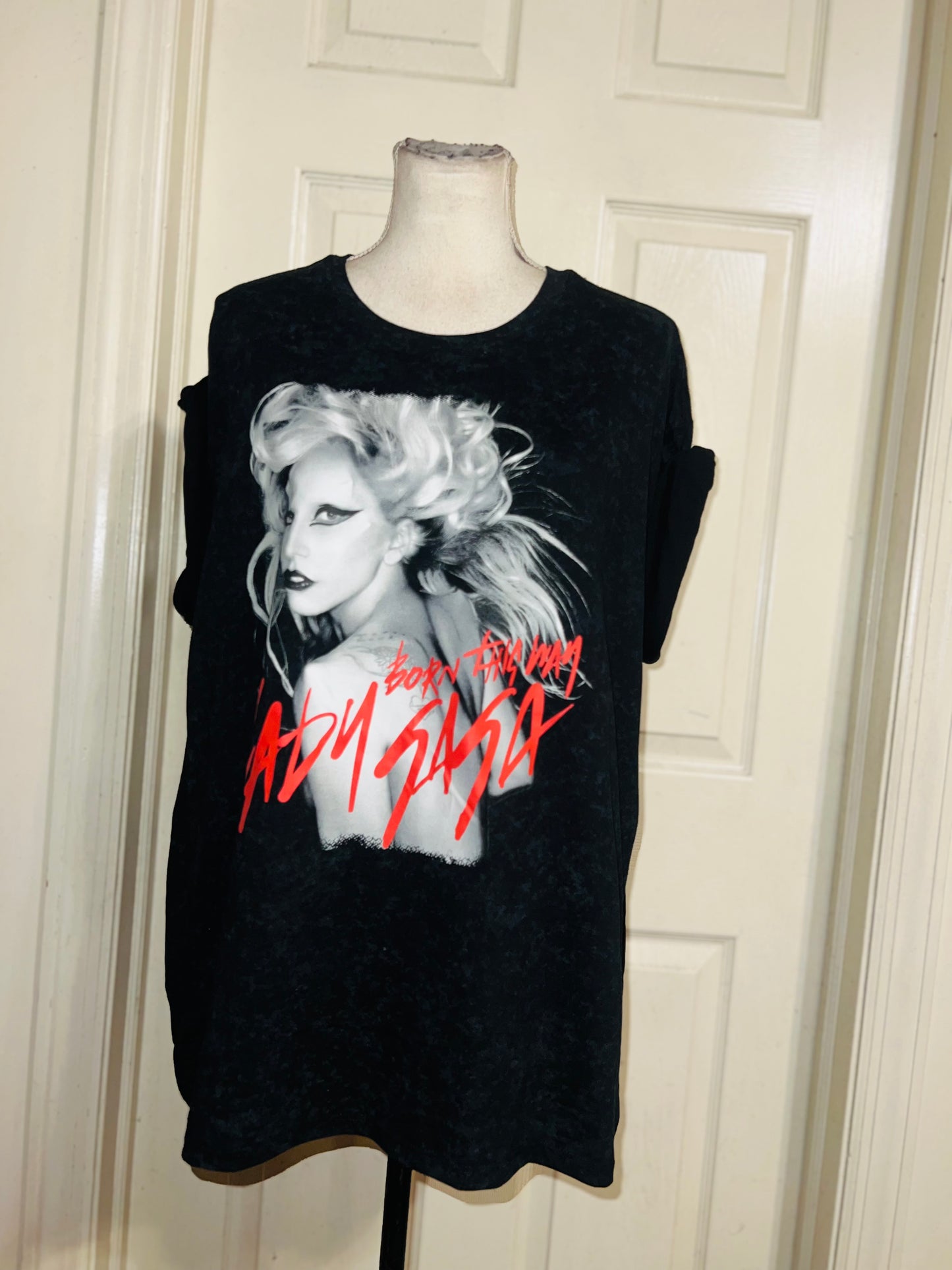 Lady Gaga Oversized Distressed Tee