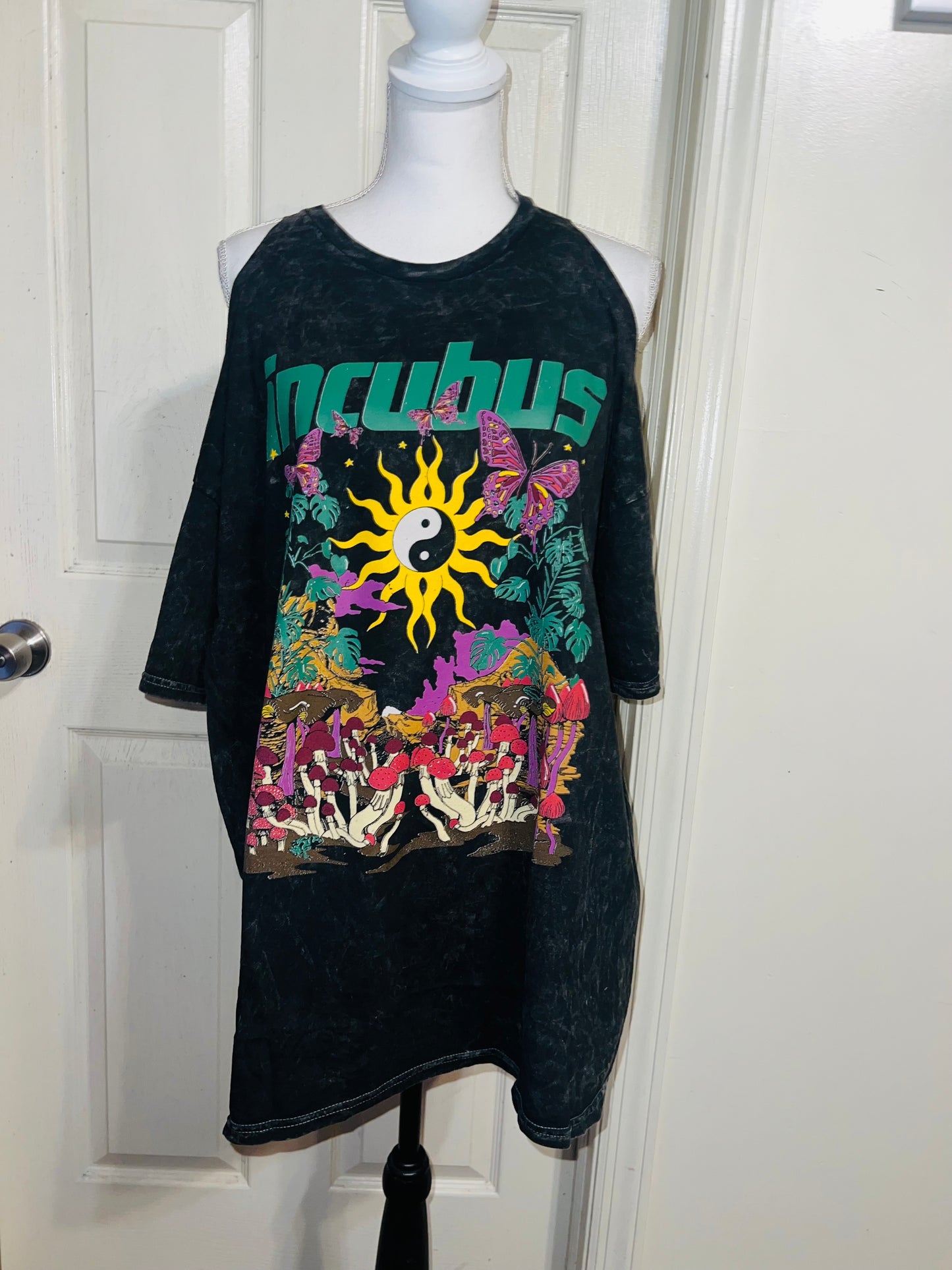 Incubus Oversized Distressed Cut Out Tee