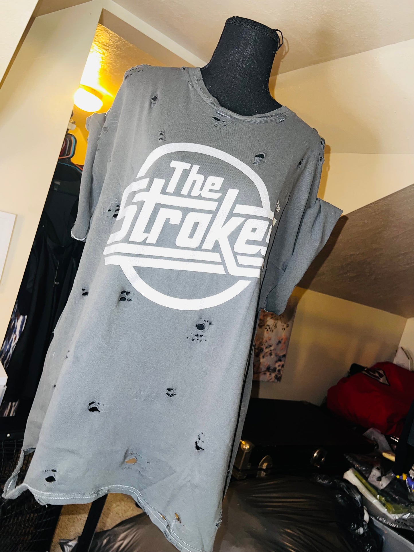 The Strokes Oversized Distressed Tee