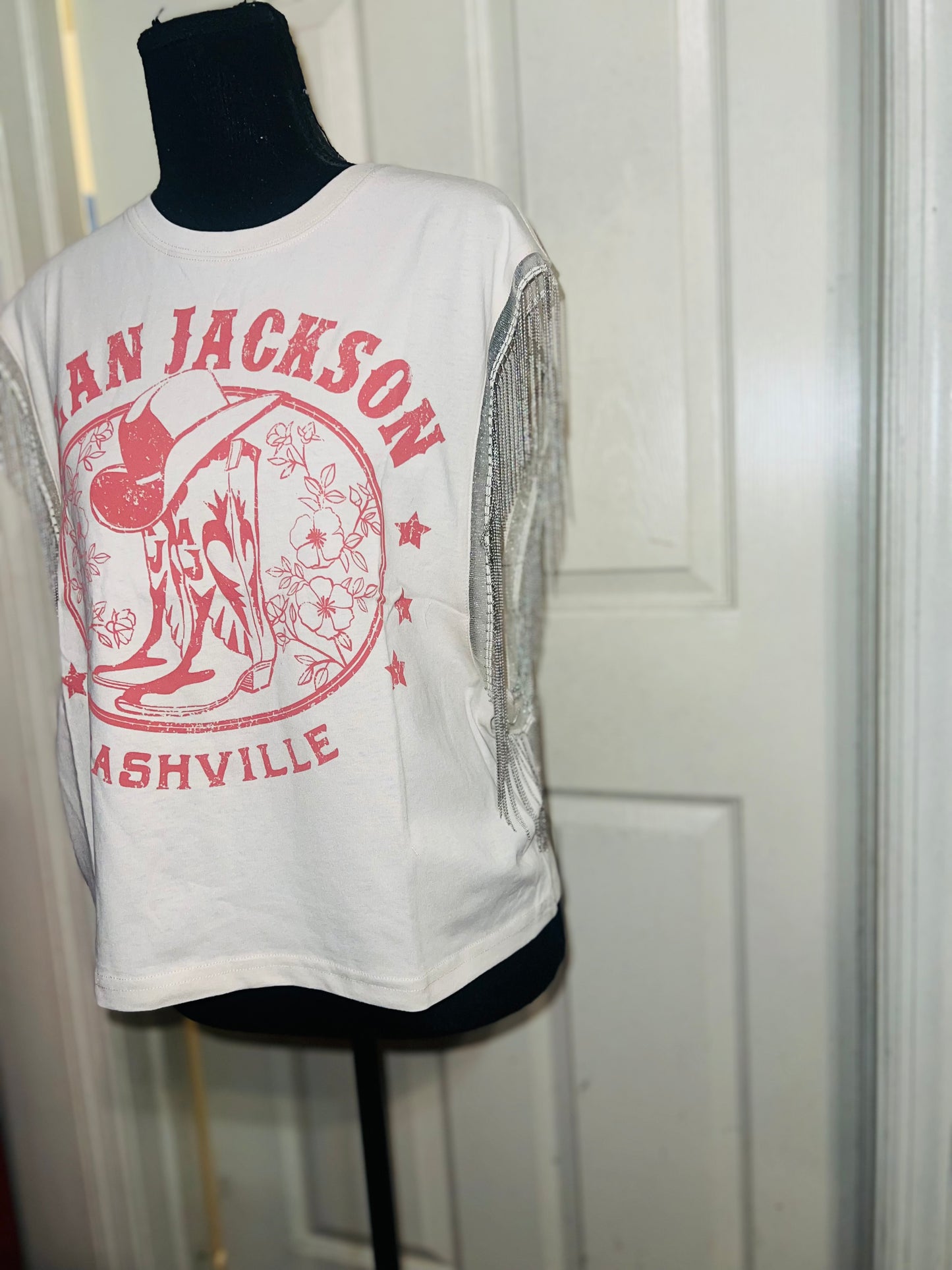 Alan Jackson Oversized Metal Fringe Muscle Tee