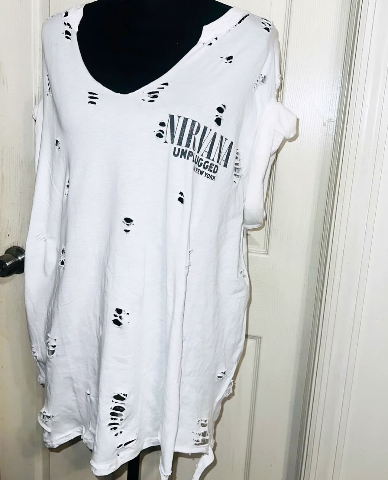 Nirvana Double Sided Oversized Distressed Tee