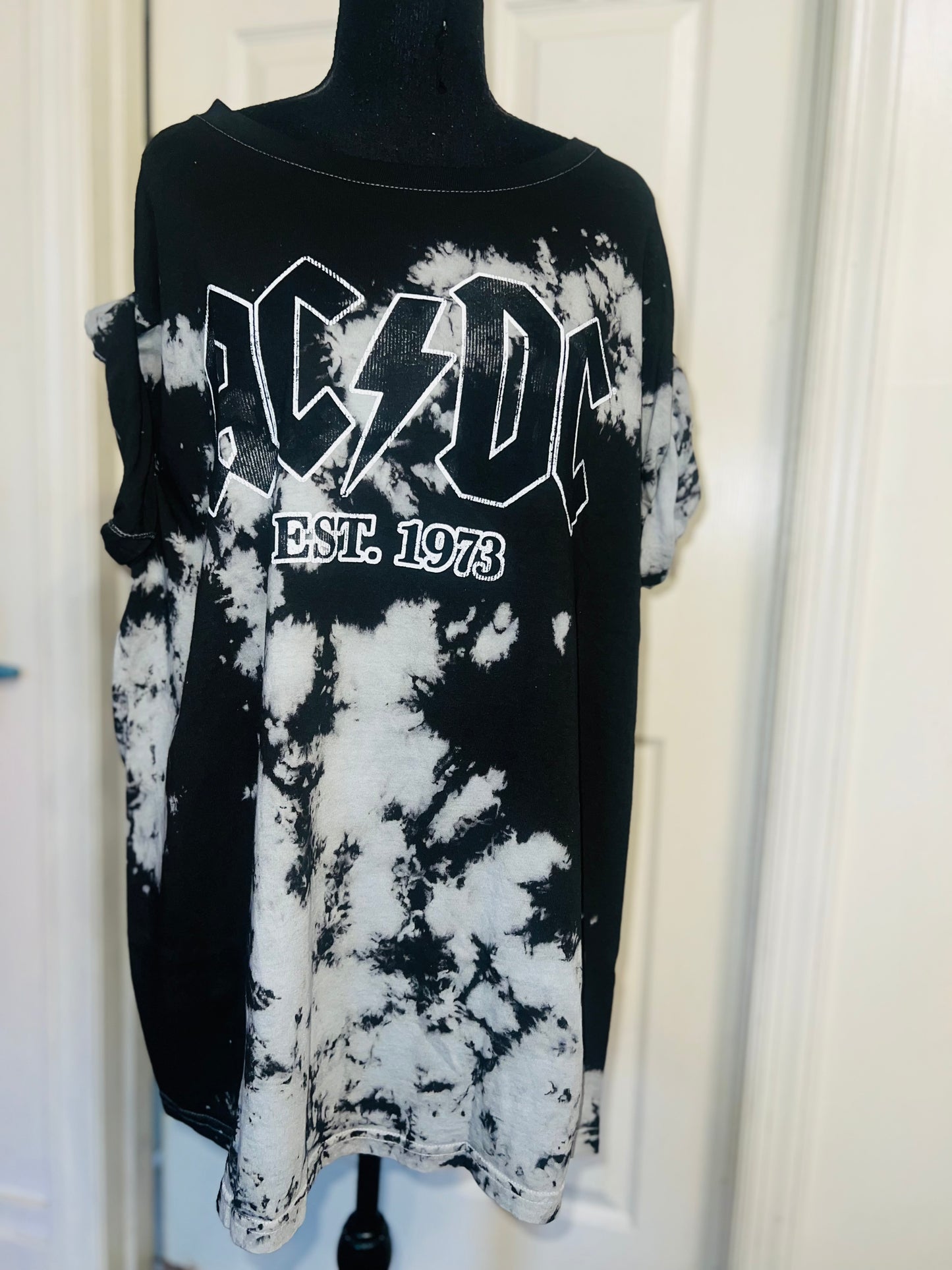 AC/DC Tie Dye Oversized Distressed Tee
