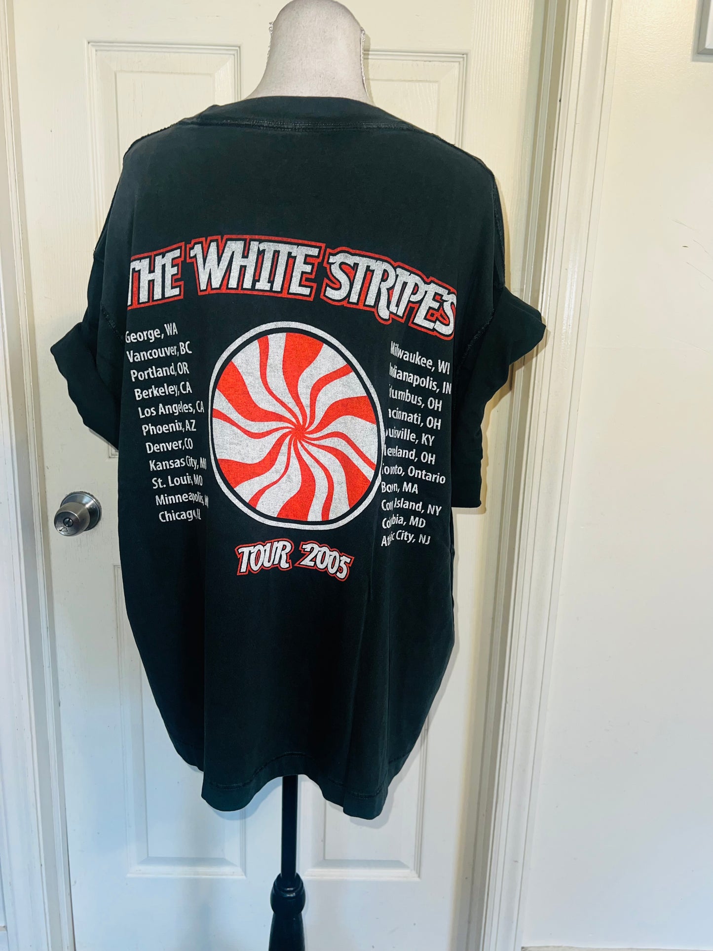 The White Stripes Double Sided Oversized Distressed Tee