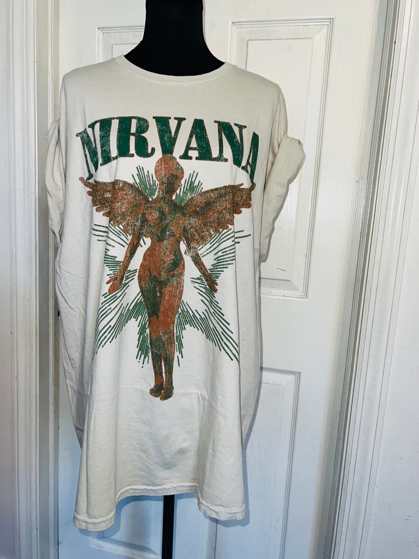 Nirvana Double Sided Oversized Distressed Tee