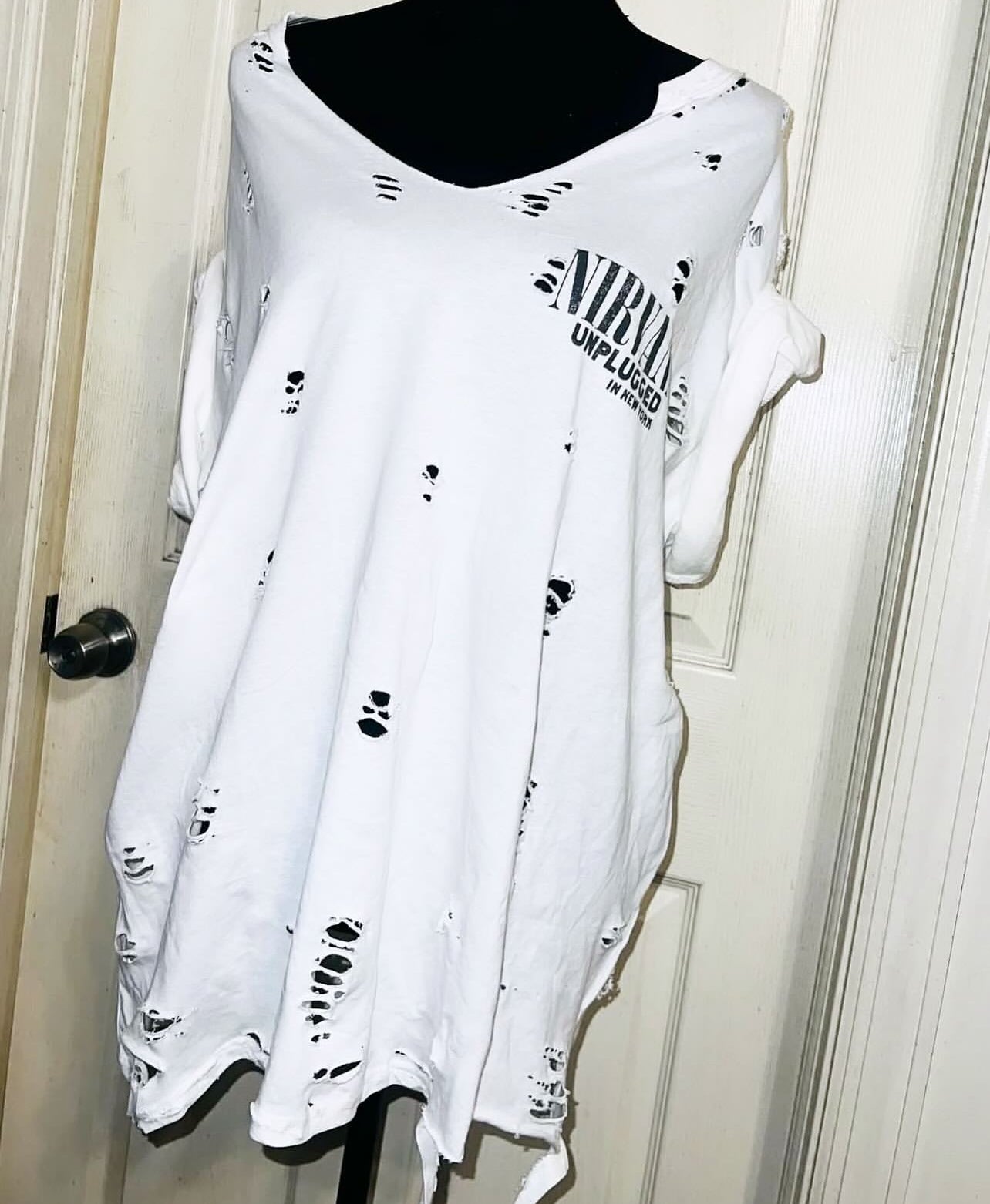 Nirvana Double Sided Oversized Distressed Tee
