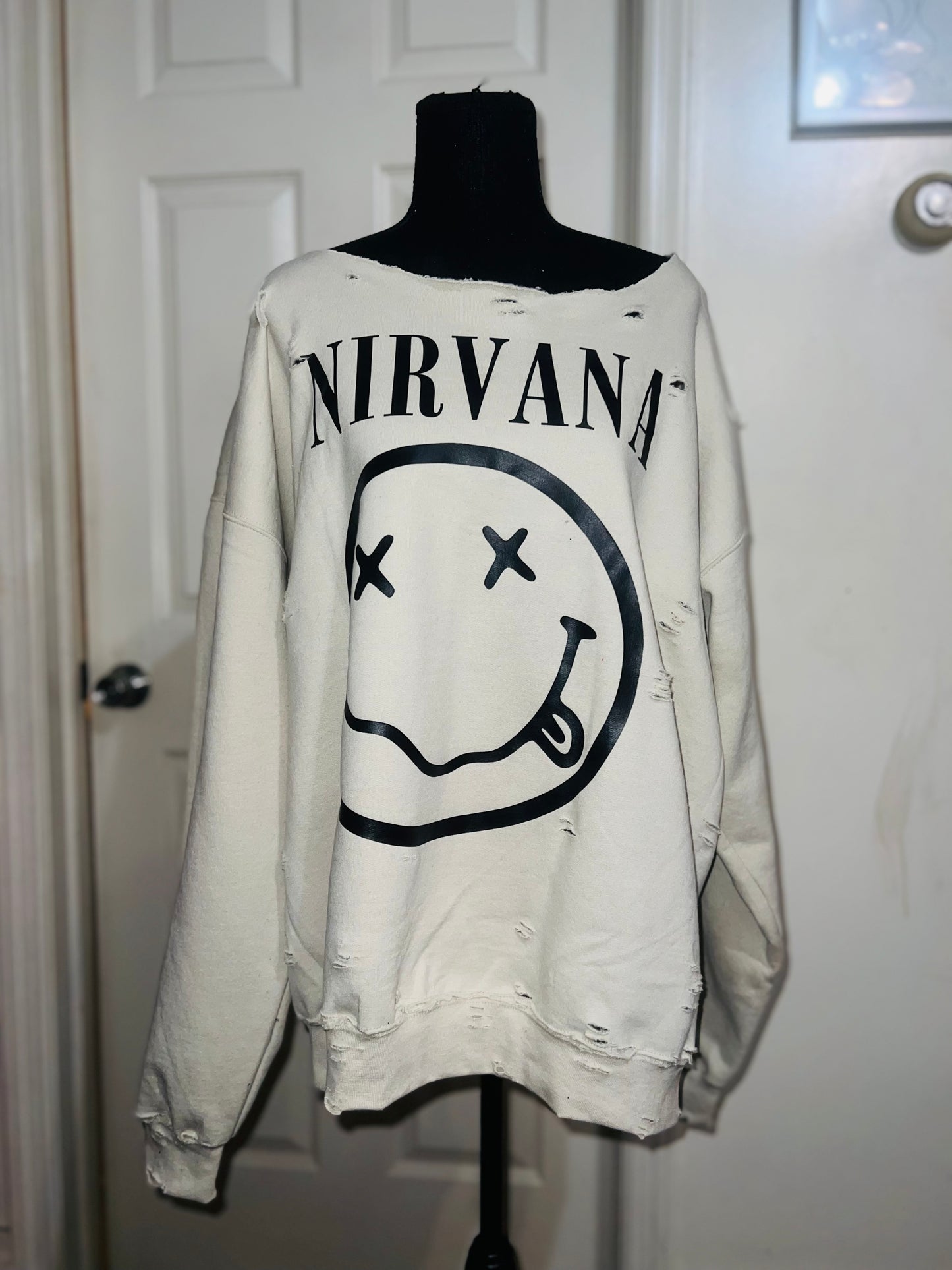 Nirvana Oversized Distressed Sweatshirt