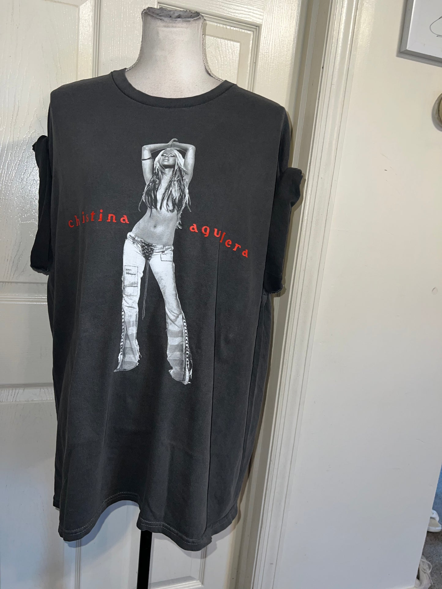 Christina Aguilera Oversized Distressed Tee