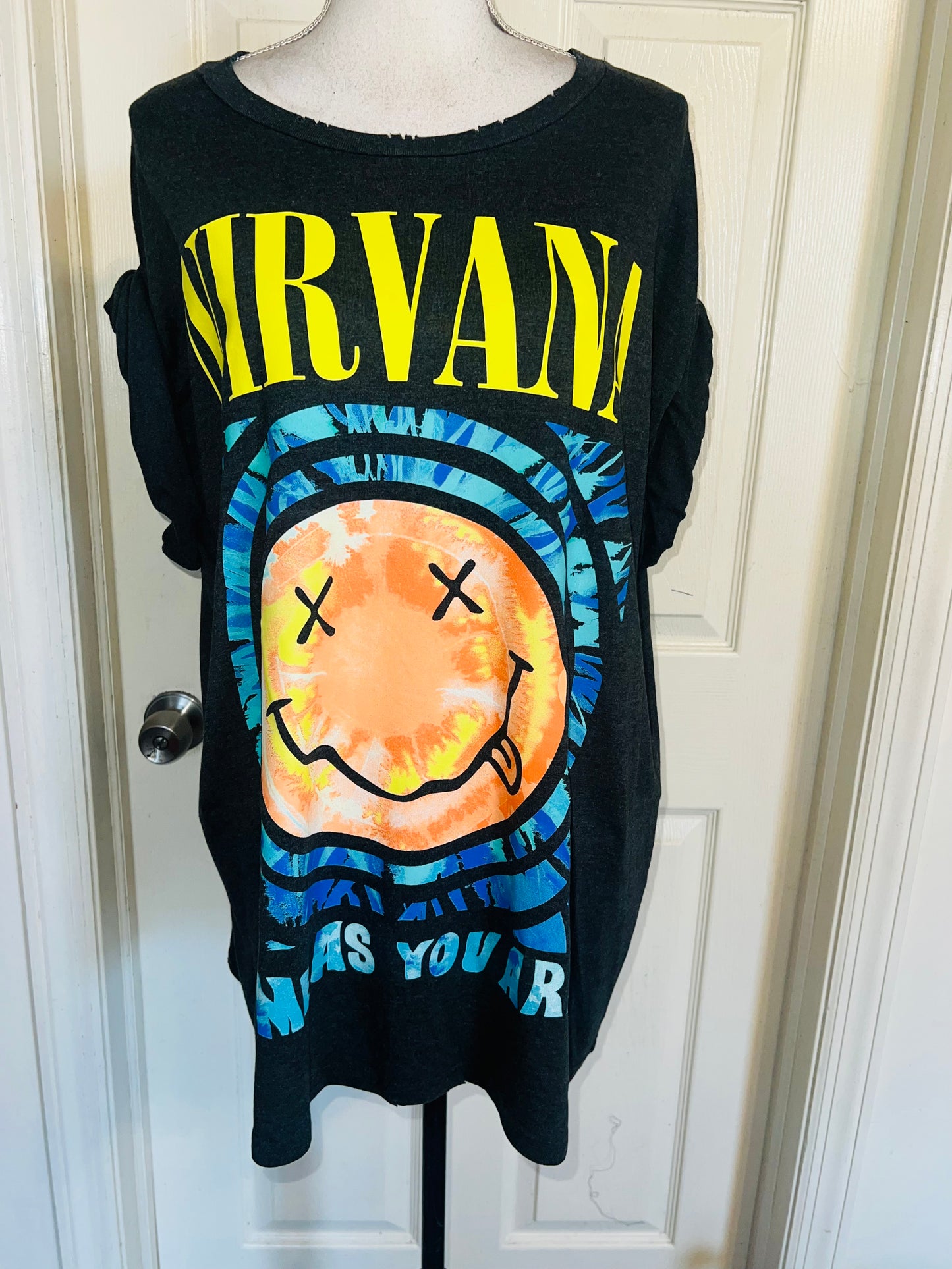 Nirvana Double Sided Oversized Distressed Tee