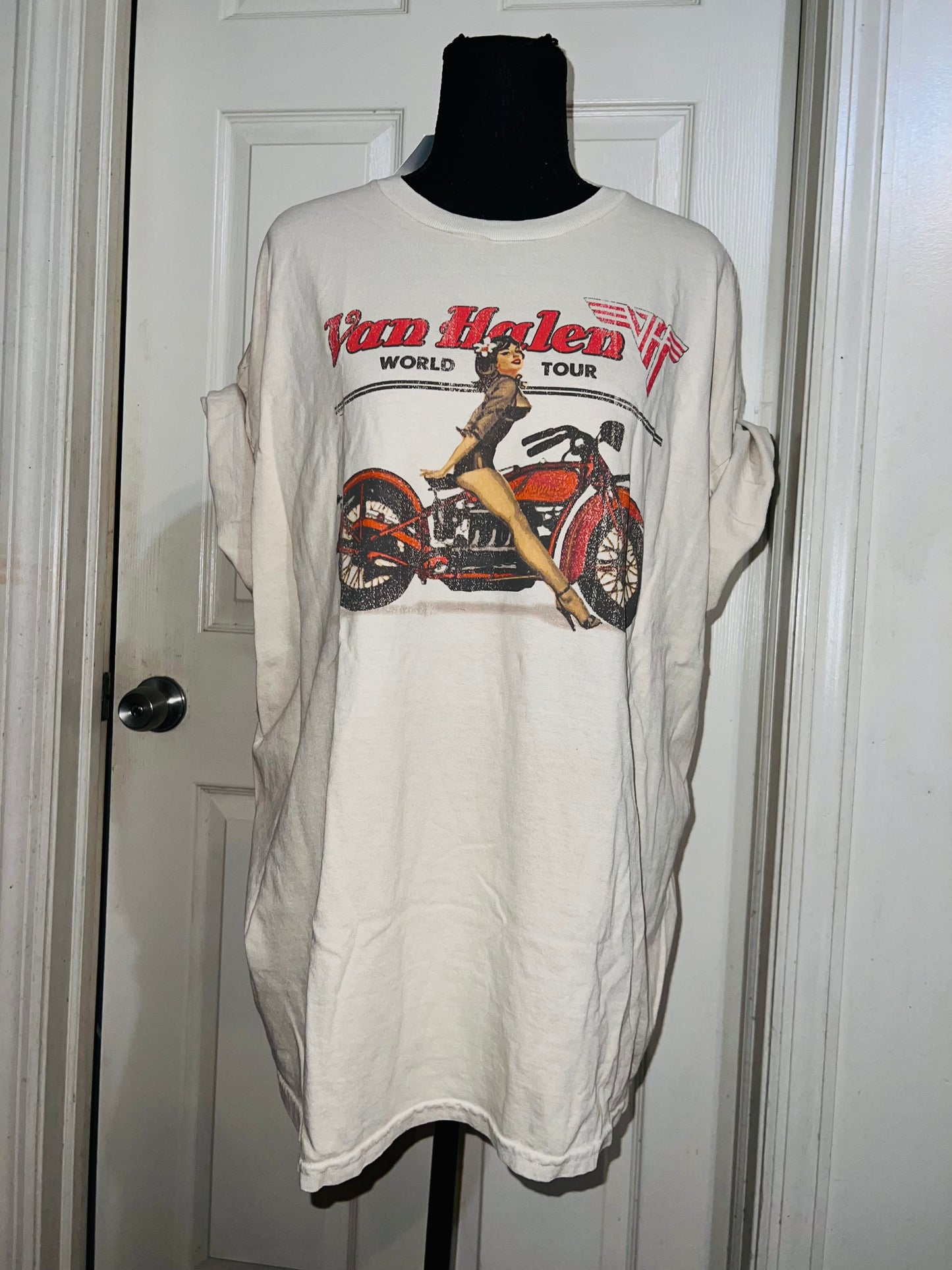 Van Halen Motorcycle Pin Up Oversized Tee