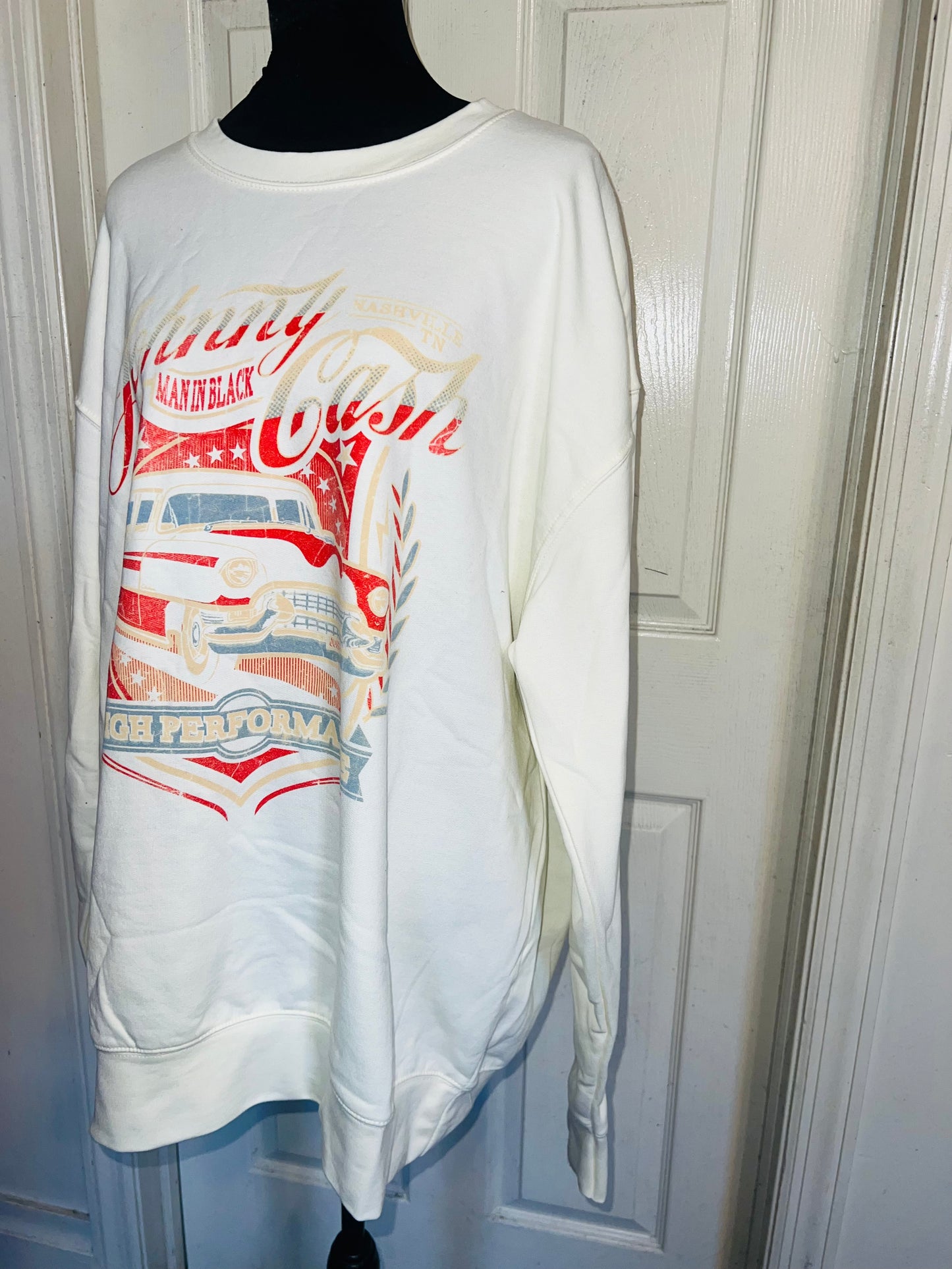 Johnny Cash Oversized Distressed Sweatshirt