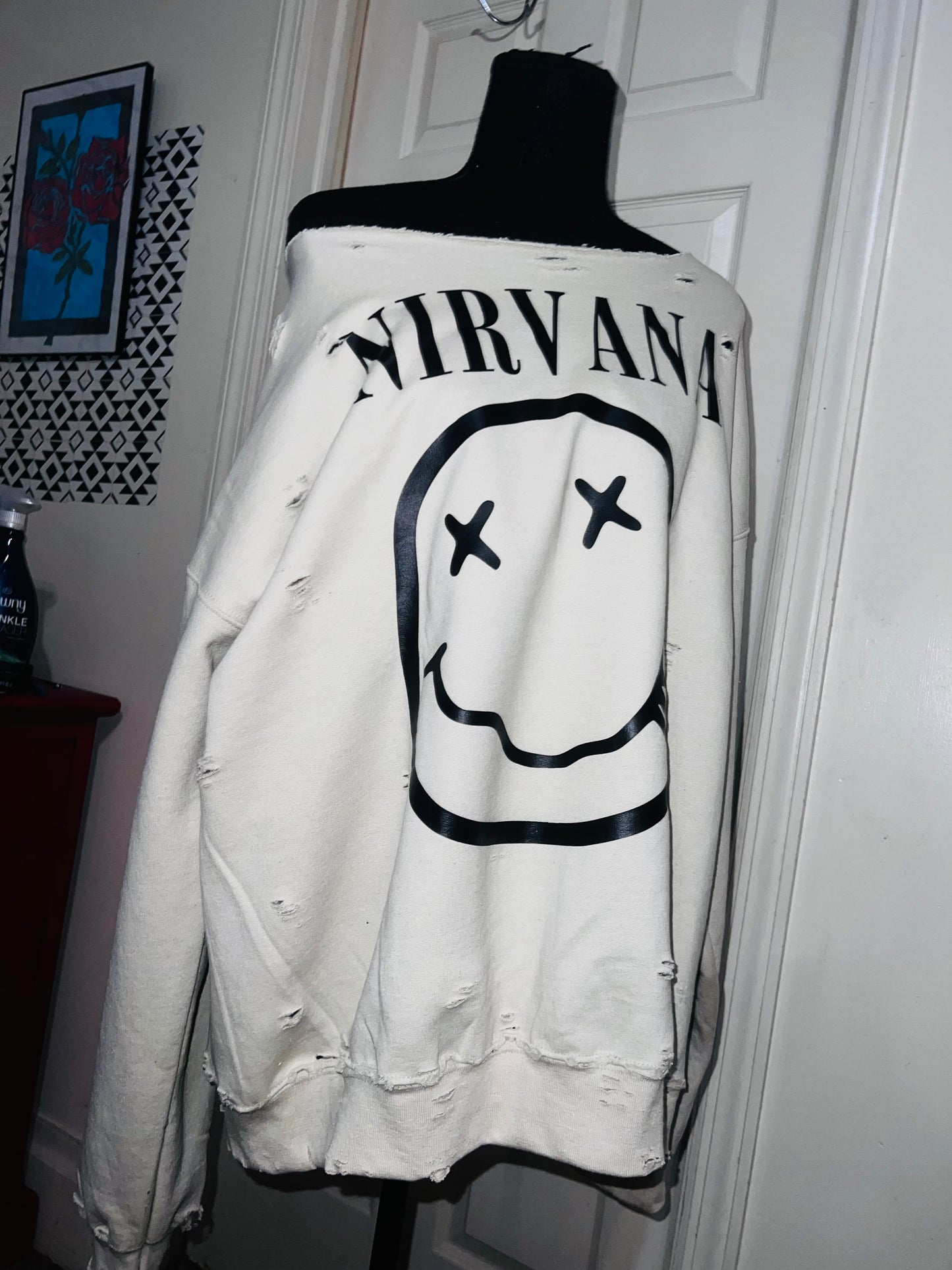 Nirvana Oversized Distressed Sweatshirt