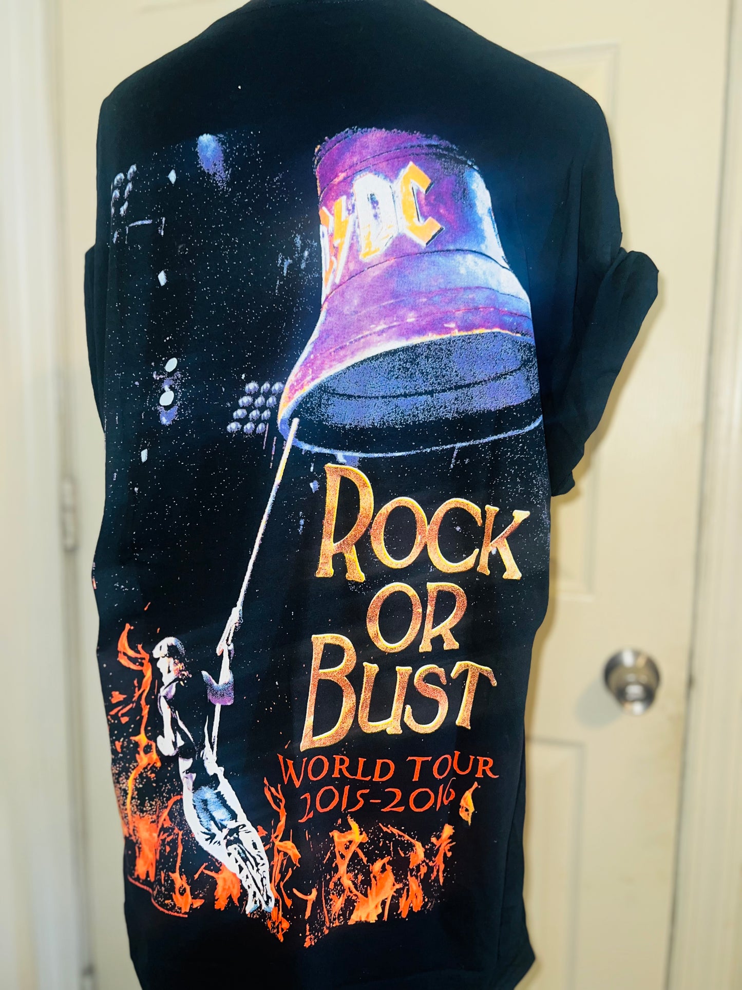 AC/DC Double Sided Oversized Distressed Tee