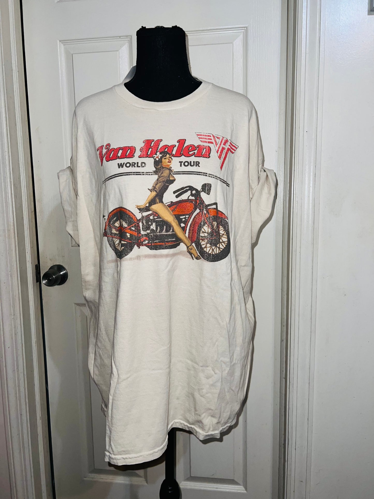 Van Halen Motorcycle Pin Up Oversized Tee