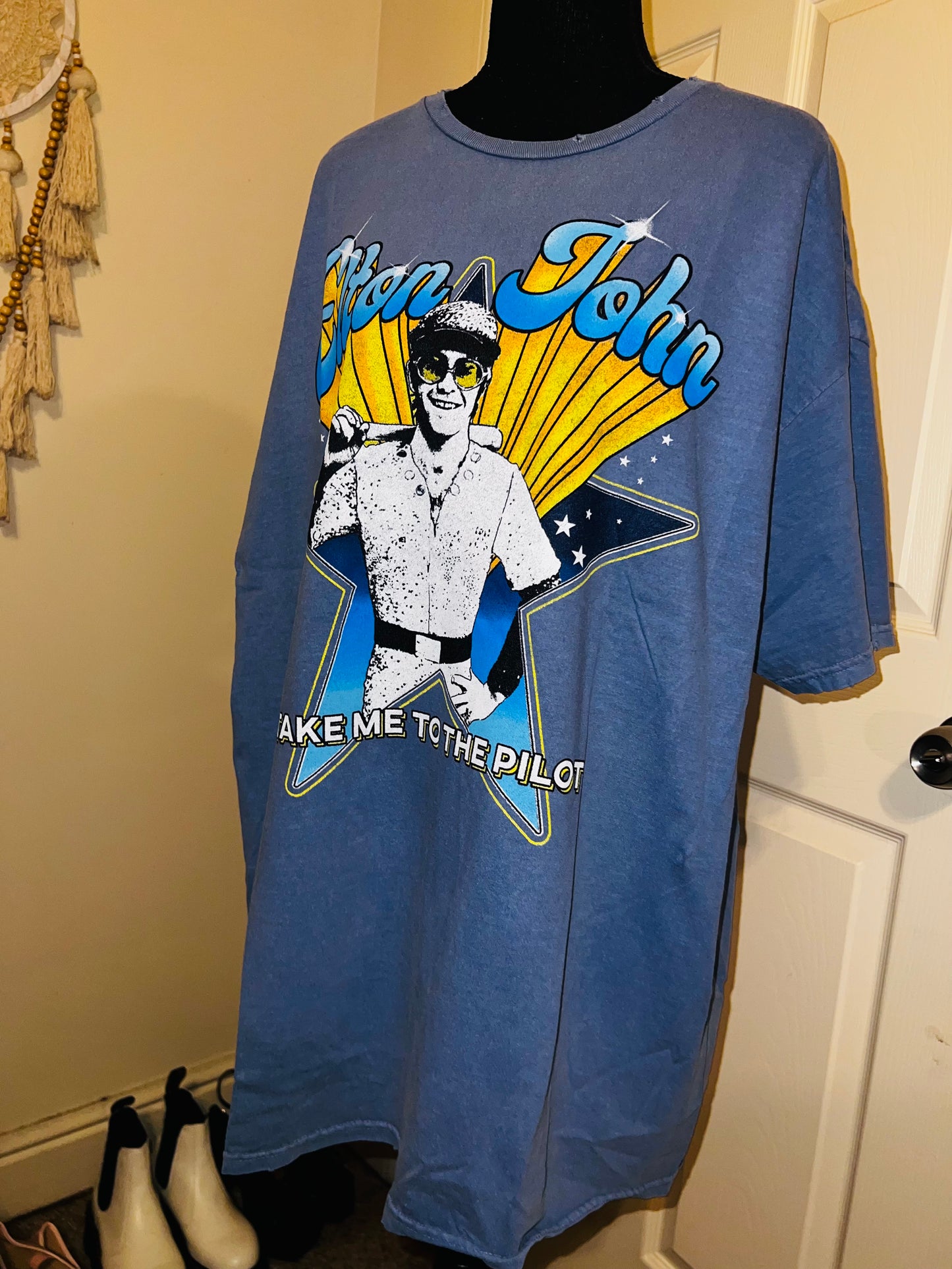 Elton John Oversized Distressed Tee