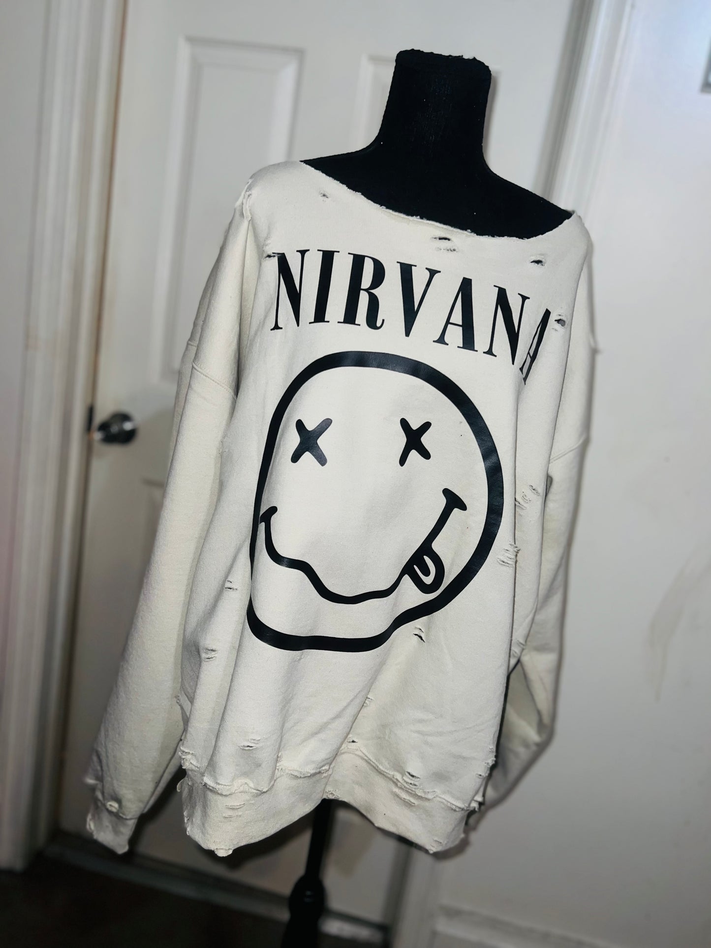 Nirvana Oversized Distressed Sweatshirt