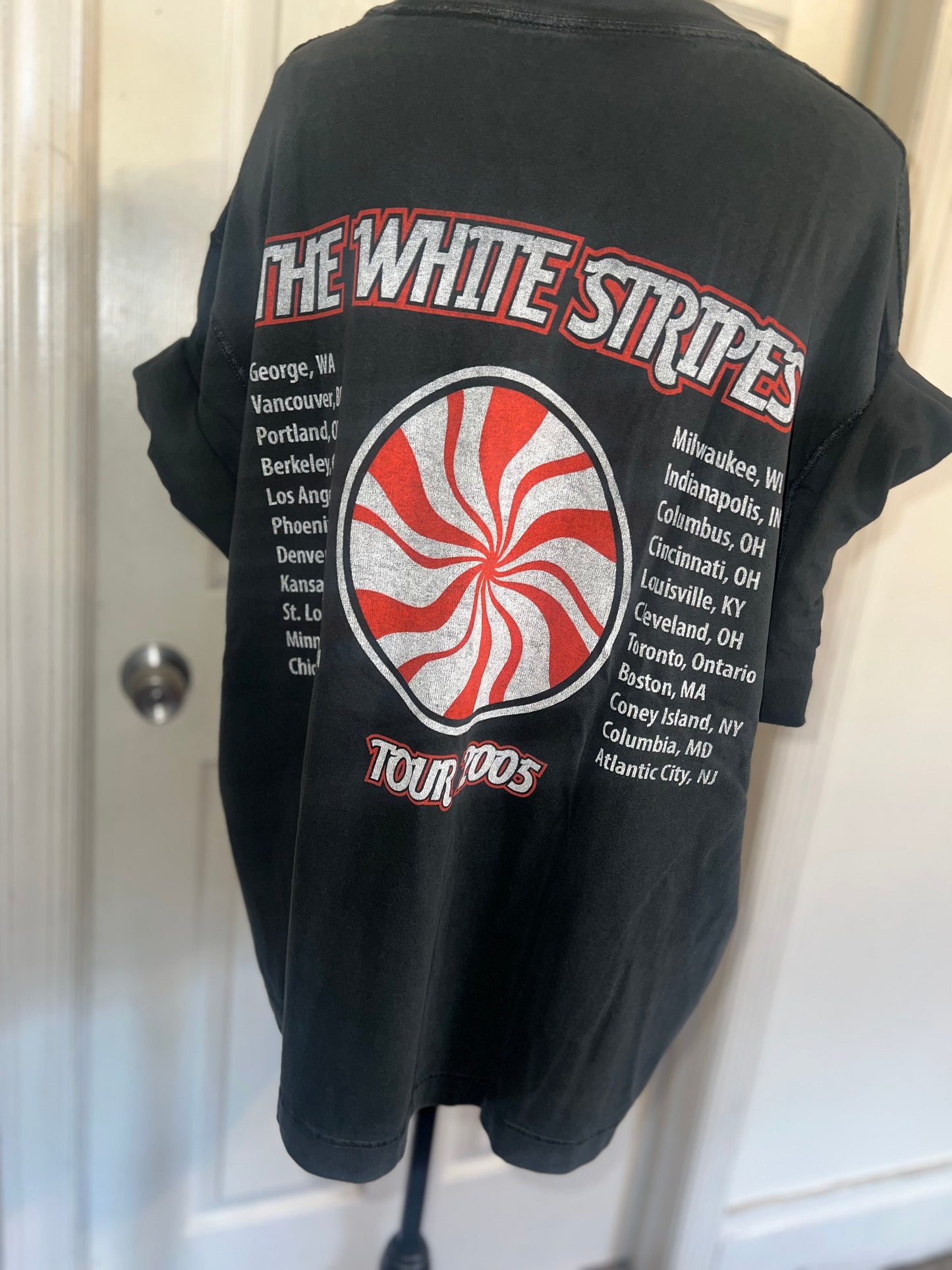 The White Stripes Double Sided Oversized Distressed Tee