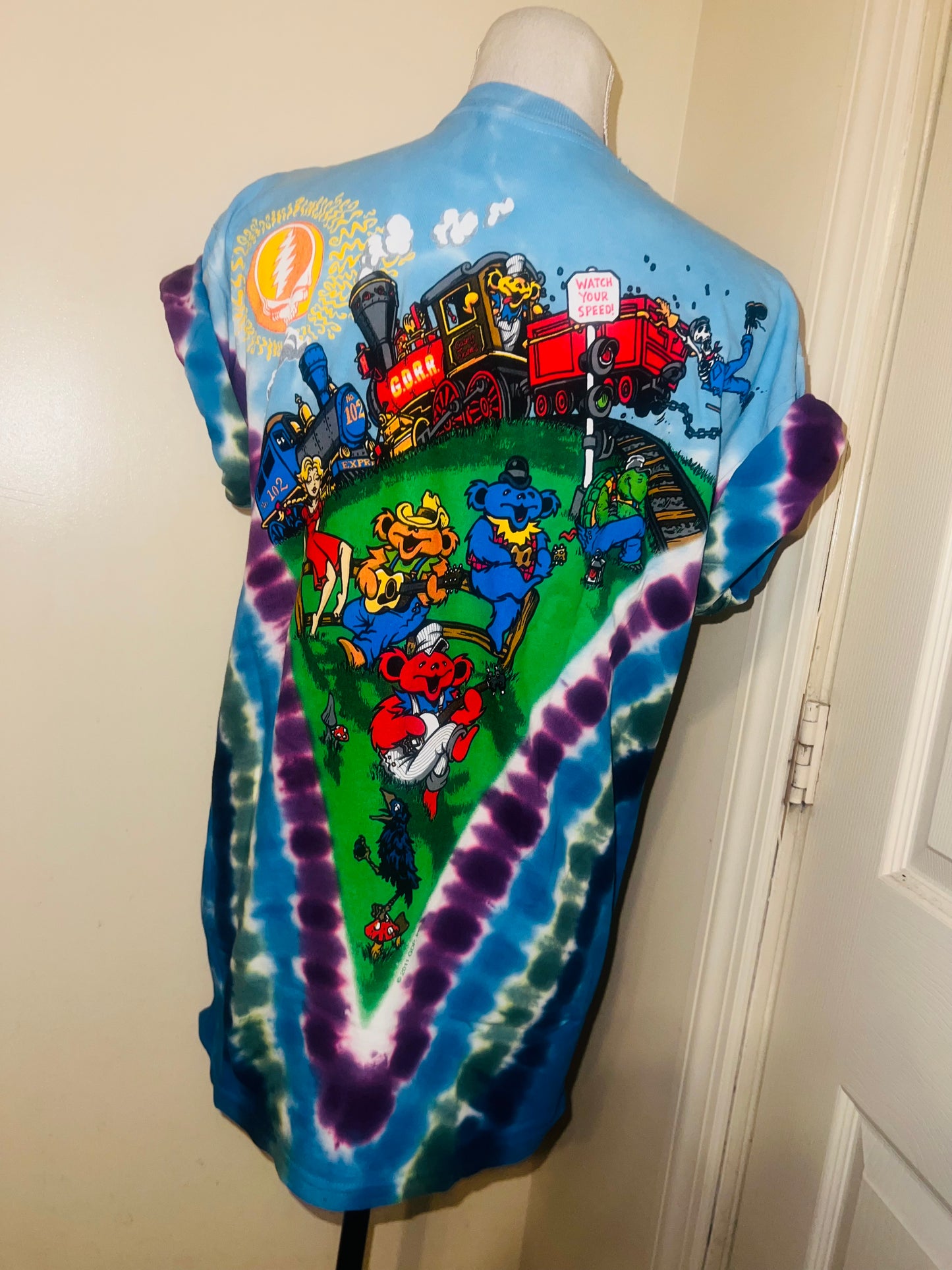 Grateful Dead Train Double Sided Oversized Distressed Tee