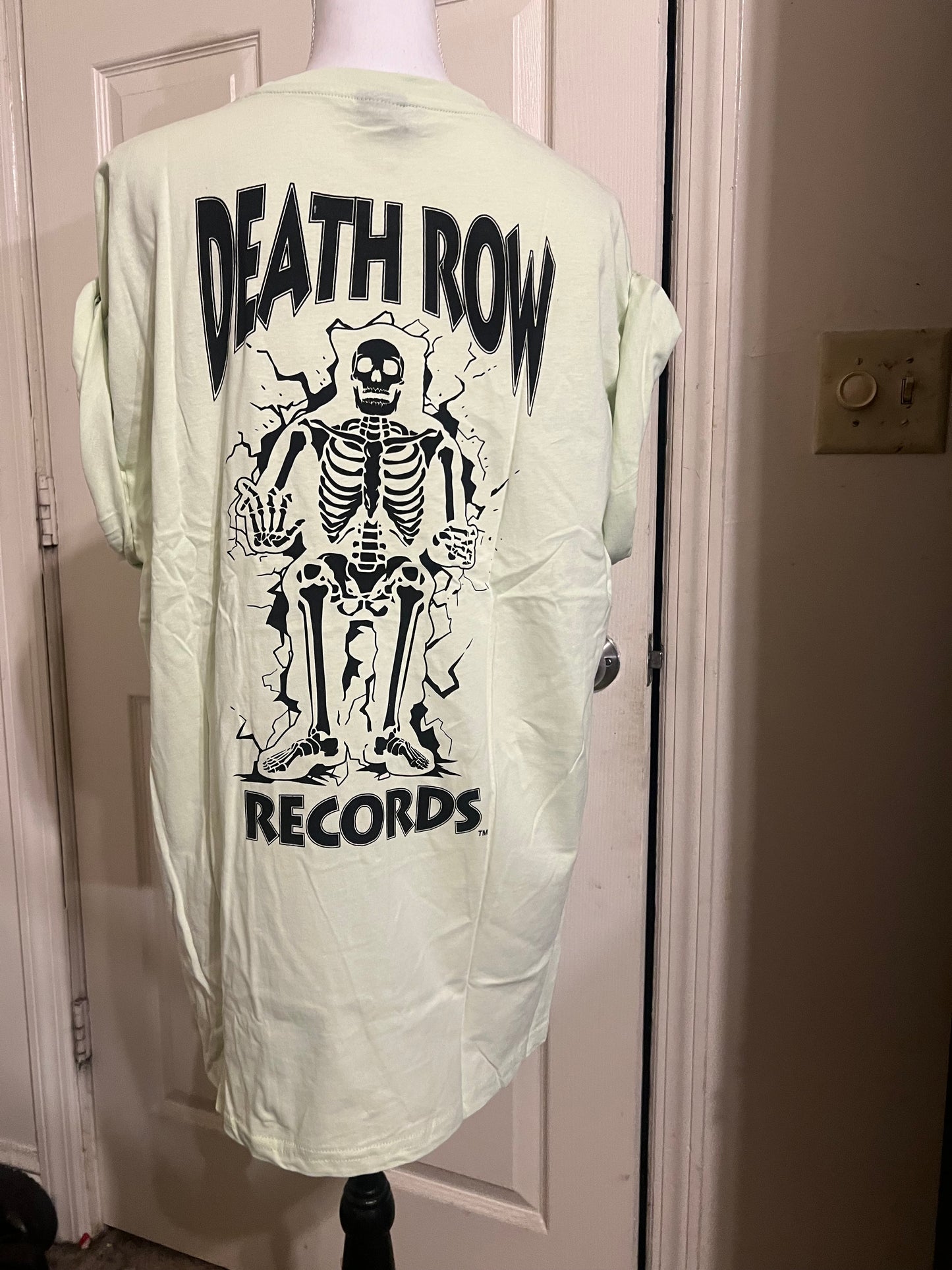 Death Row Records Double Sided Oversized Distressed Tee