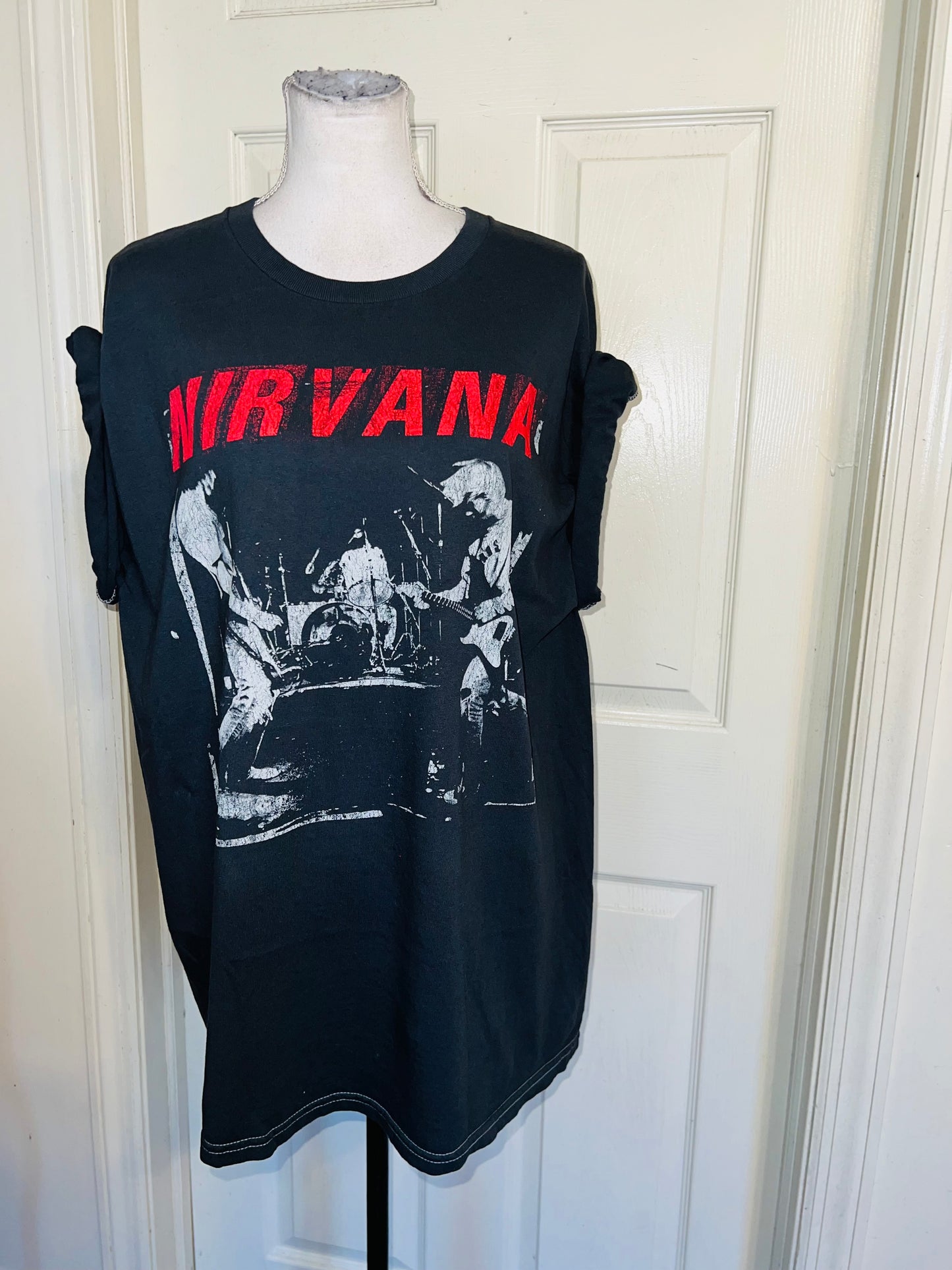 Nirvana Double Sided Oversized Distressed Tee