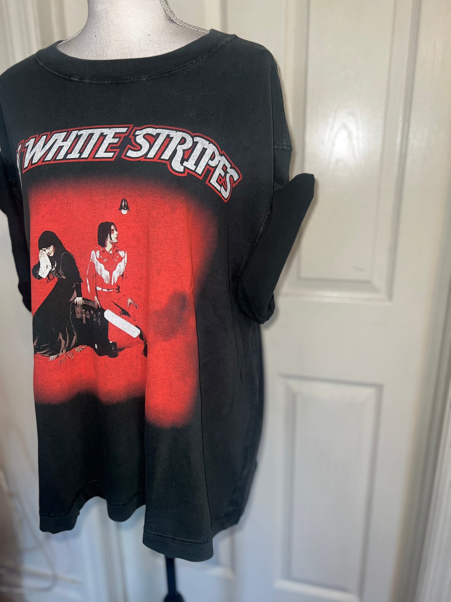 The White Stripes Double Sided Oversized Distressed Tee