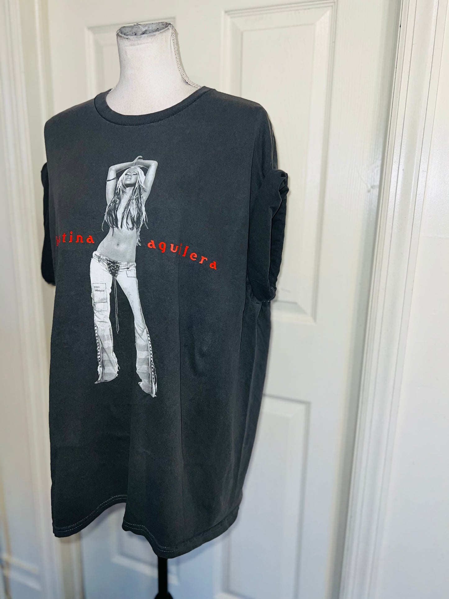 Christina Aguilera Oversized Distressed Tee