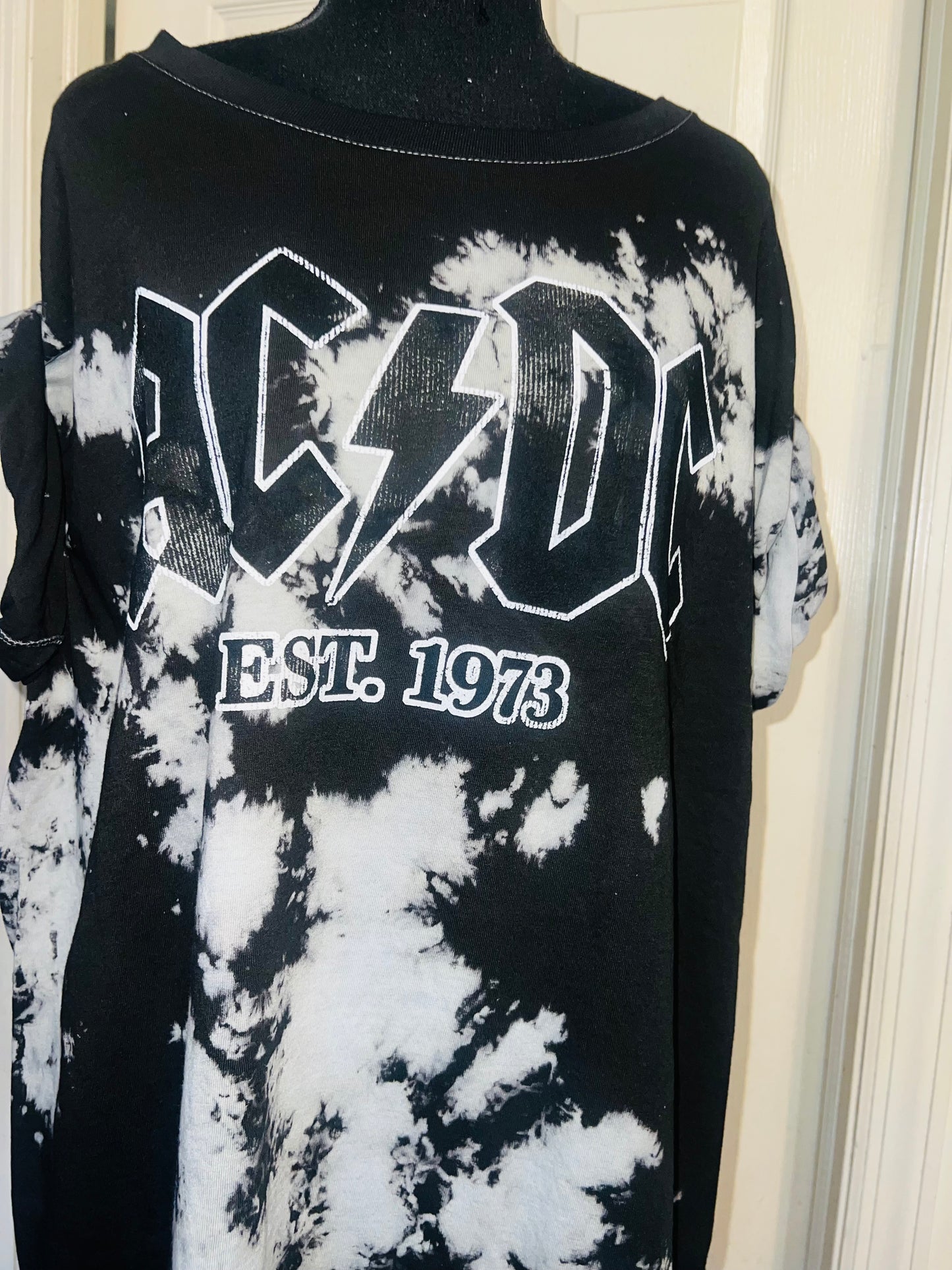AC/DC Tie Dye Oversized Distressed Tee