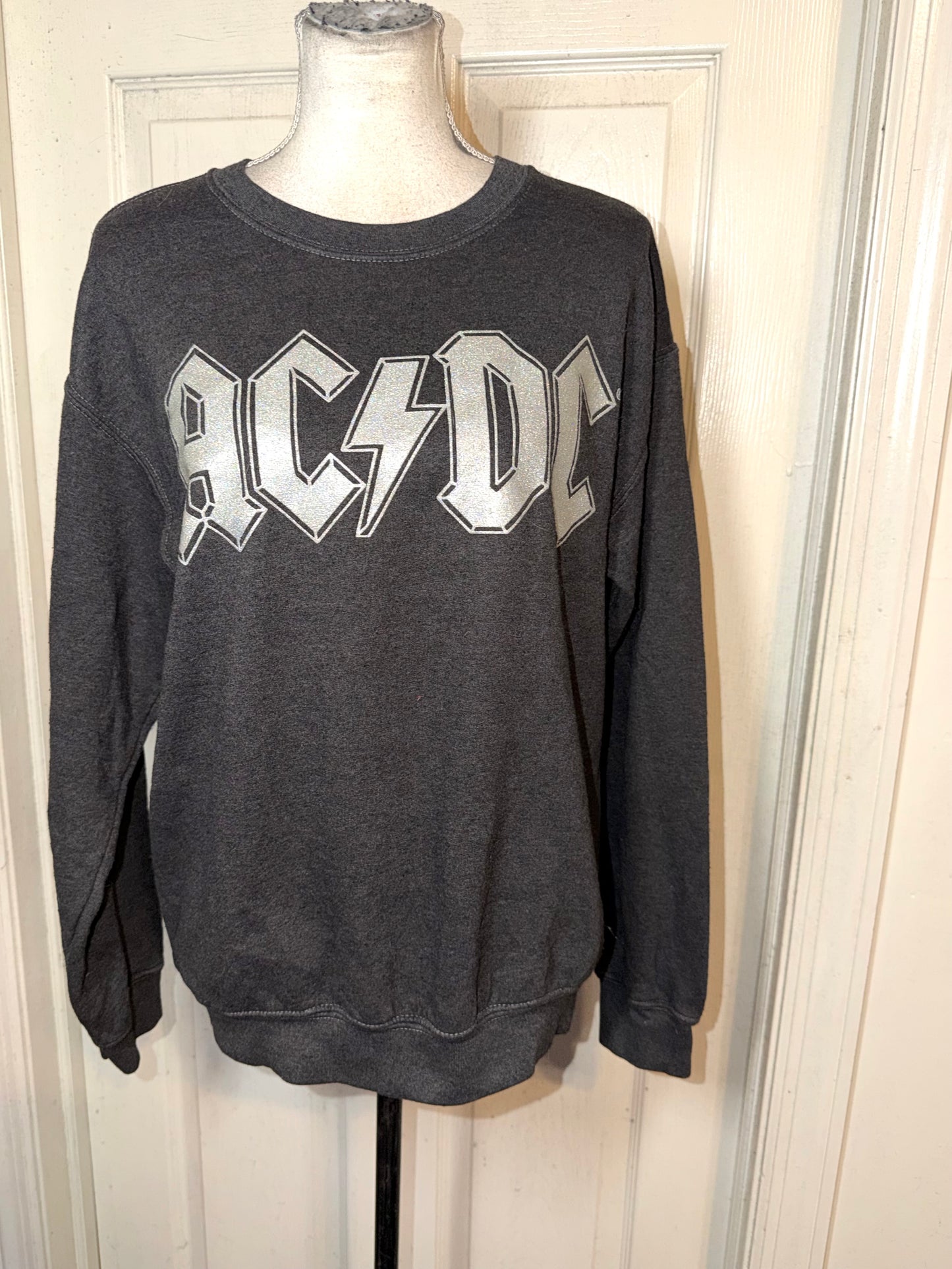 AC/DC Double Sided Oversized Distressed Sweatshirt