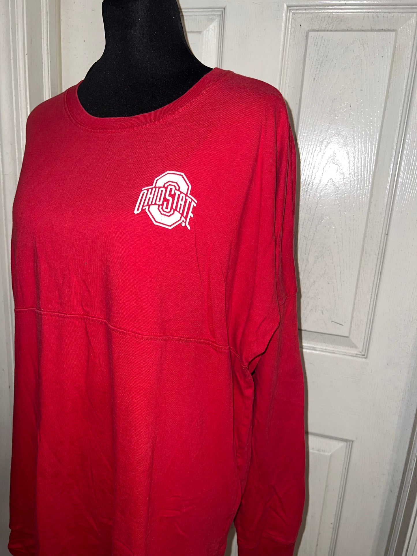 Ohio State Double Sided Oversized Distressed Long Sleeve Tee