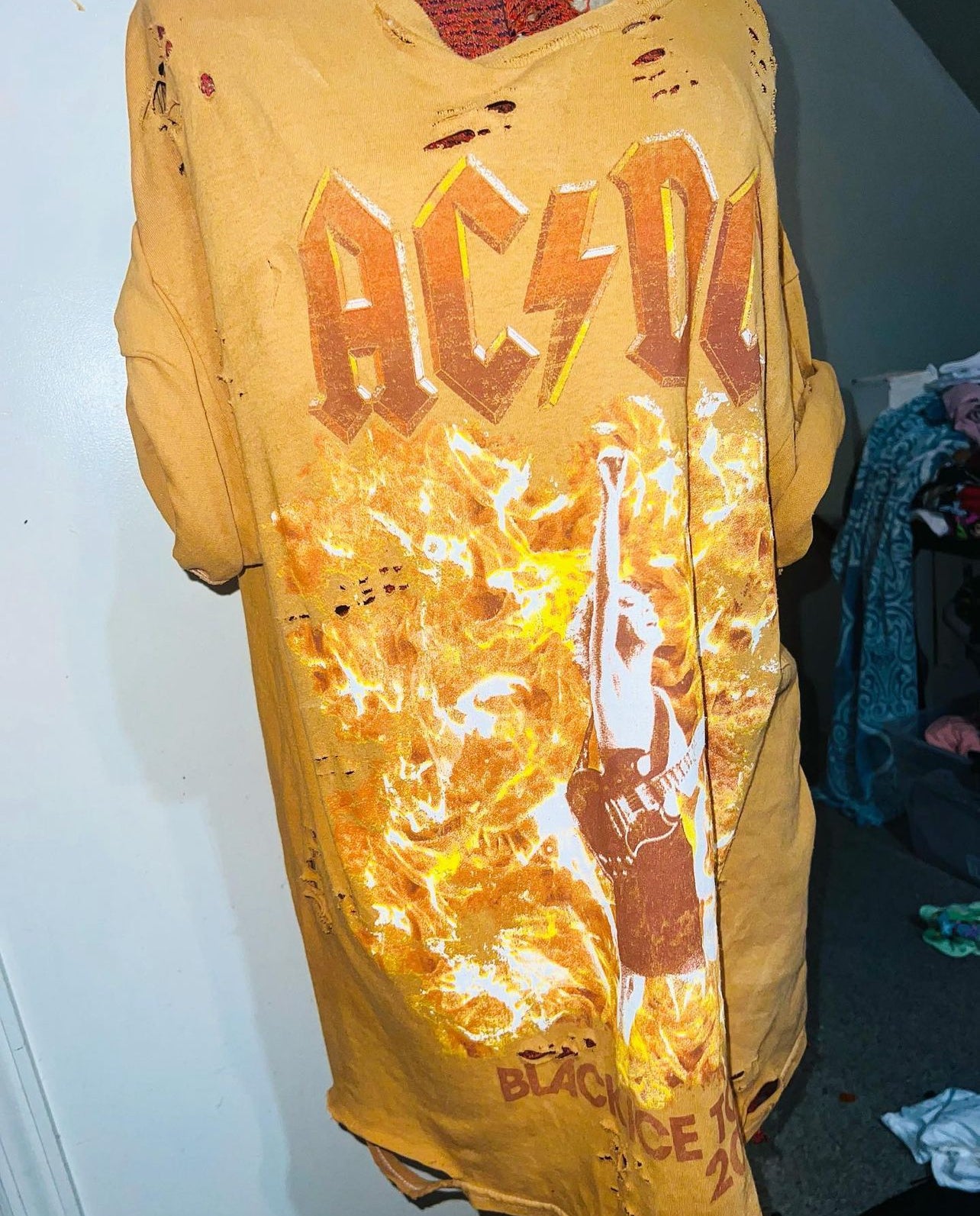AC/DC Bleached Oversized Distressed Tee