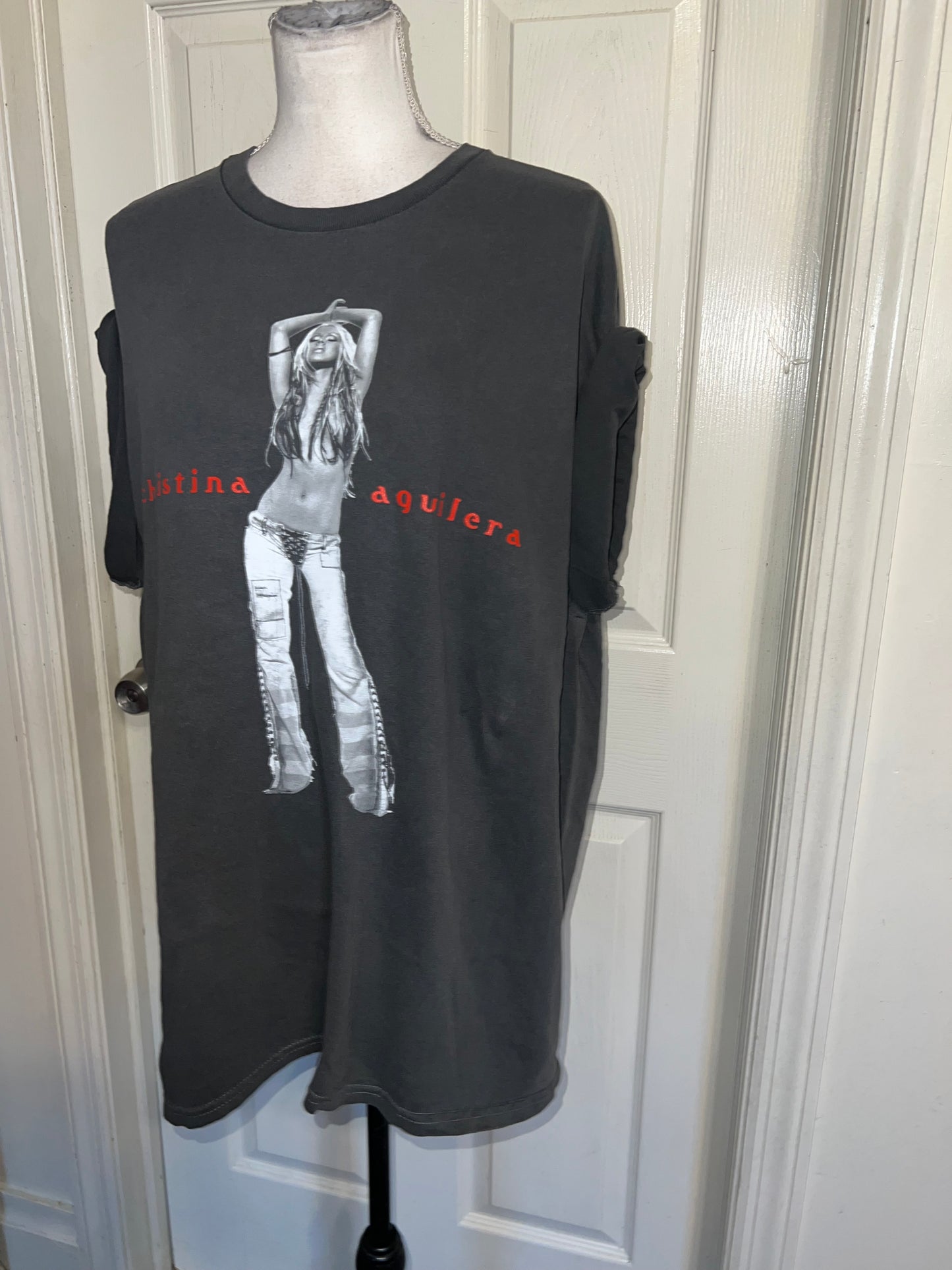 Christina Aguilera Oversized Distressed Tee