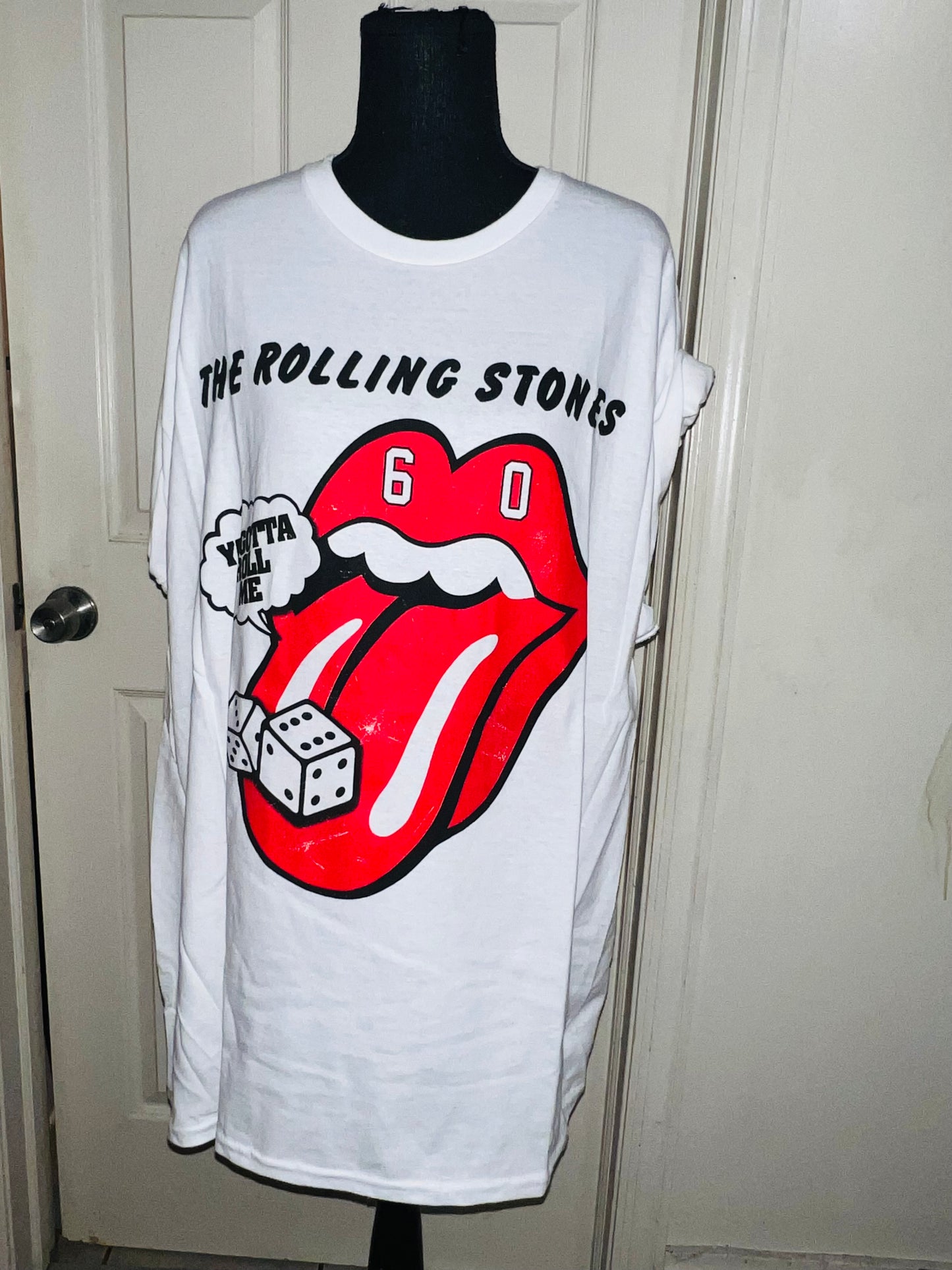 Rolling Stones Tumbling Dice Oversized Distressed Tee