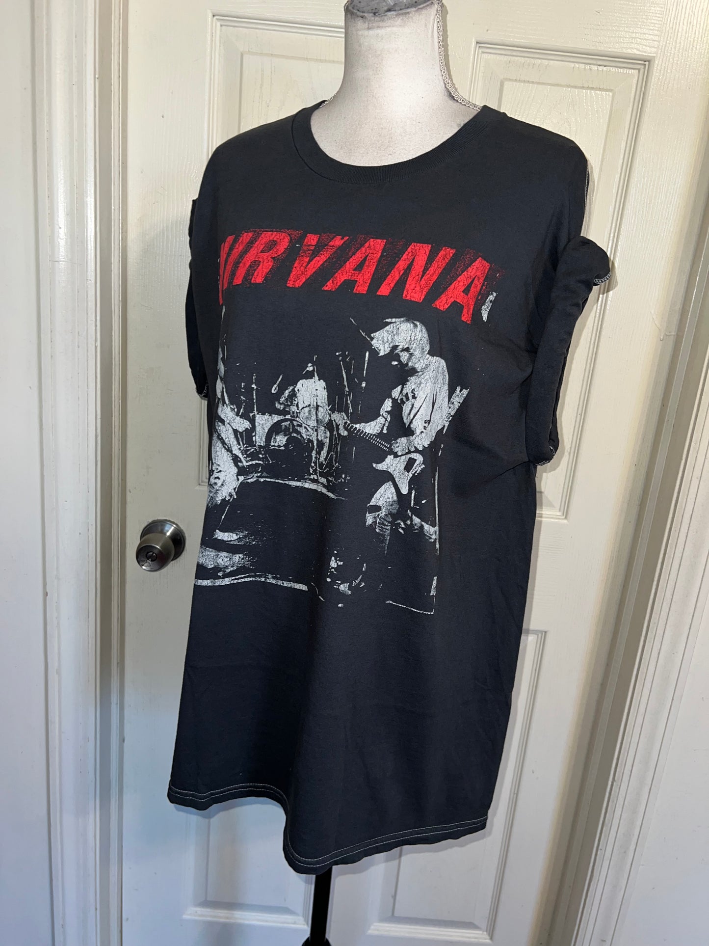 Nirvana Double Sided Oversized Distressed Tee