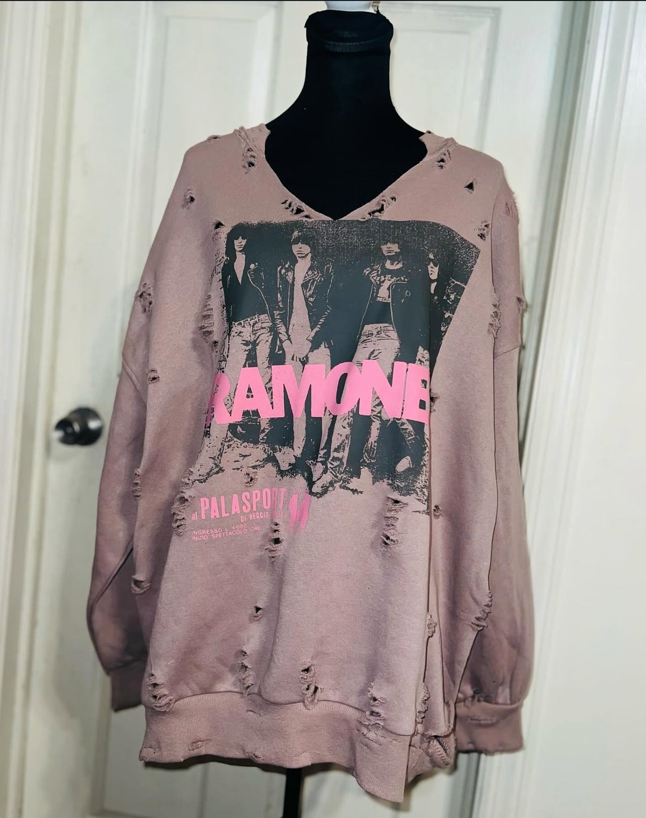 The Ramones Oversized Distressed Sweatshirt