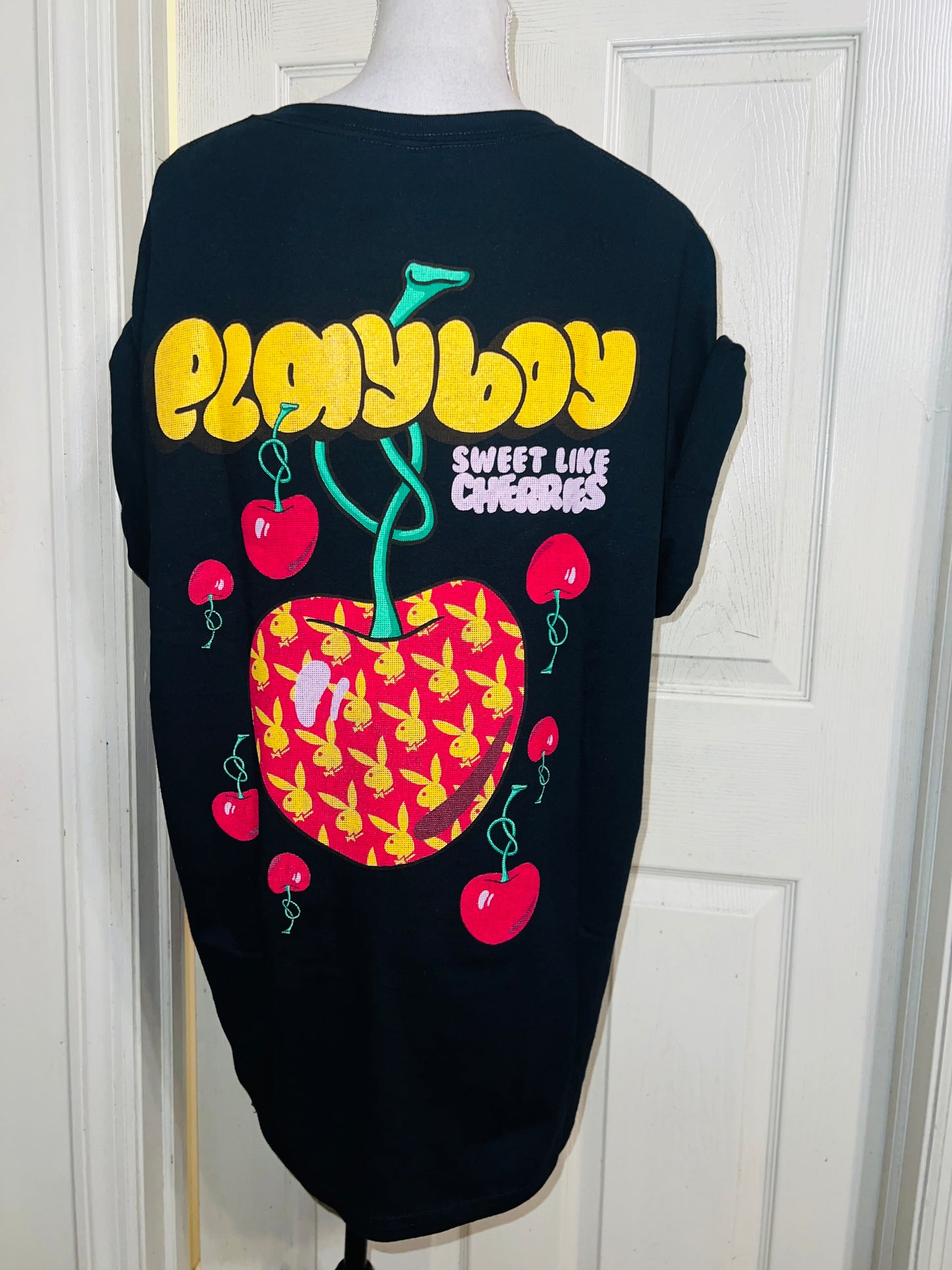 Playboy Cherry Double Sided Oversized Distressed Tee
