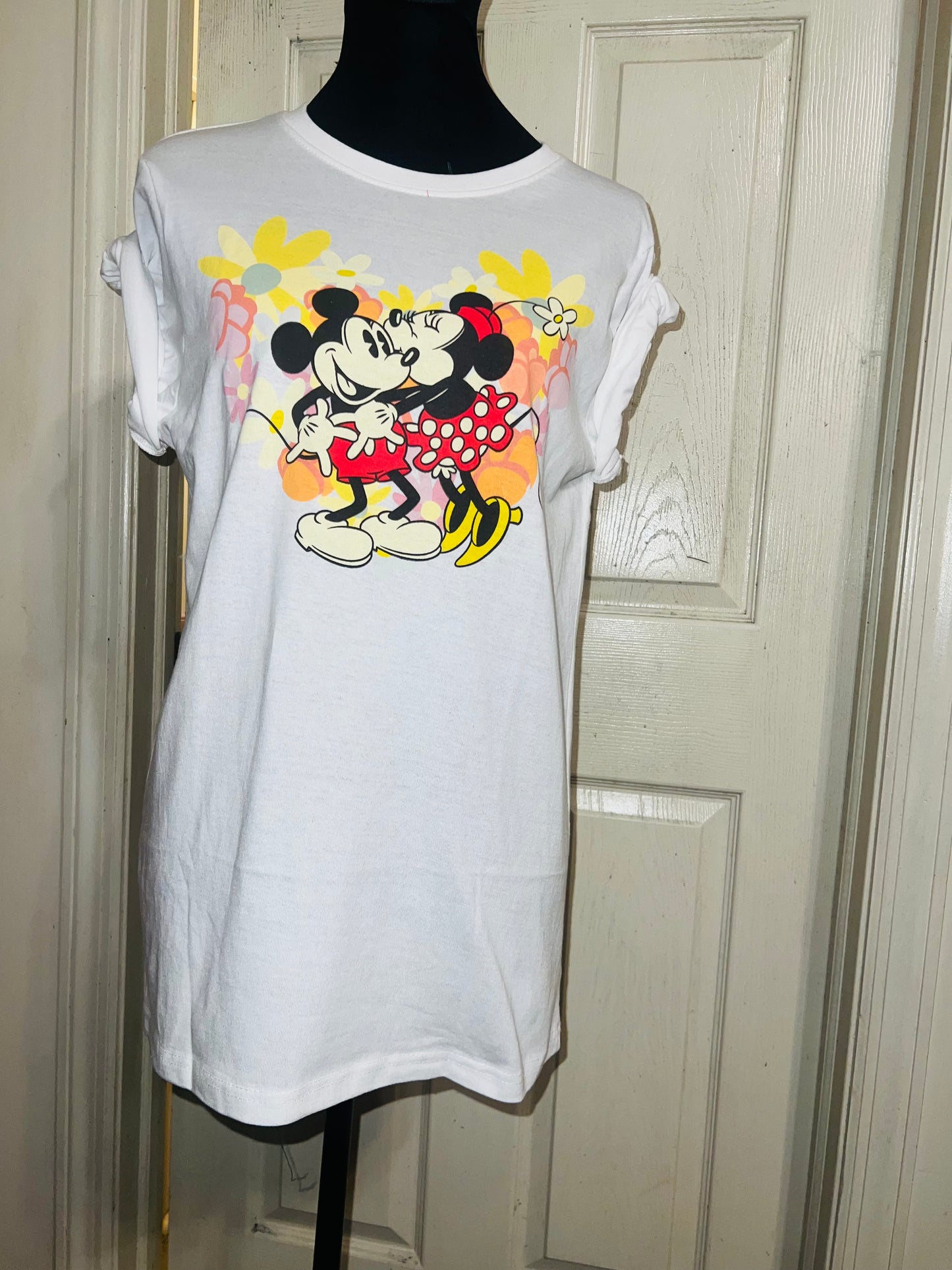 Mickey and Minnie Mouse Oversized Distressed Tee