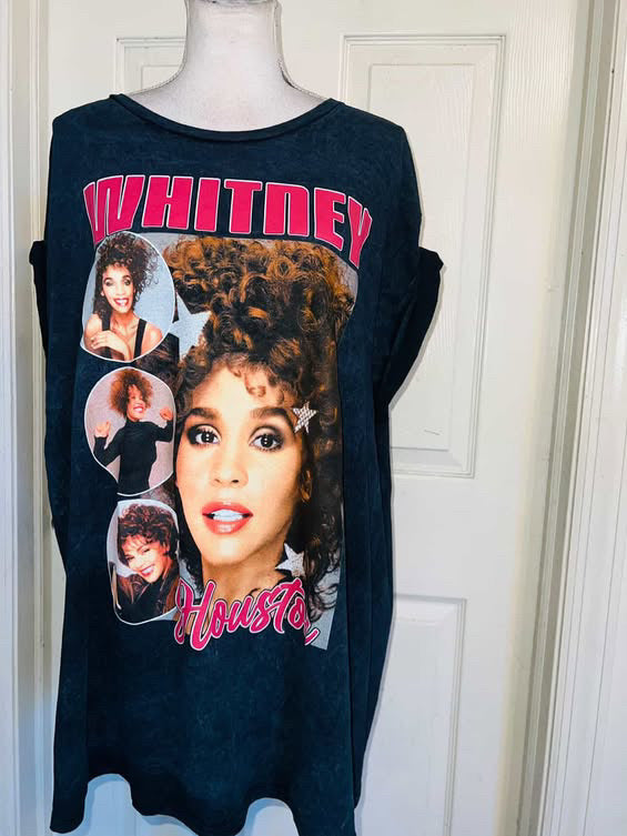 Whitney Houston Double Sided Oversized Distressed Tee