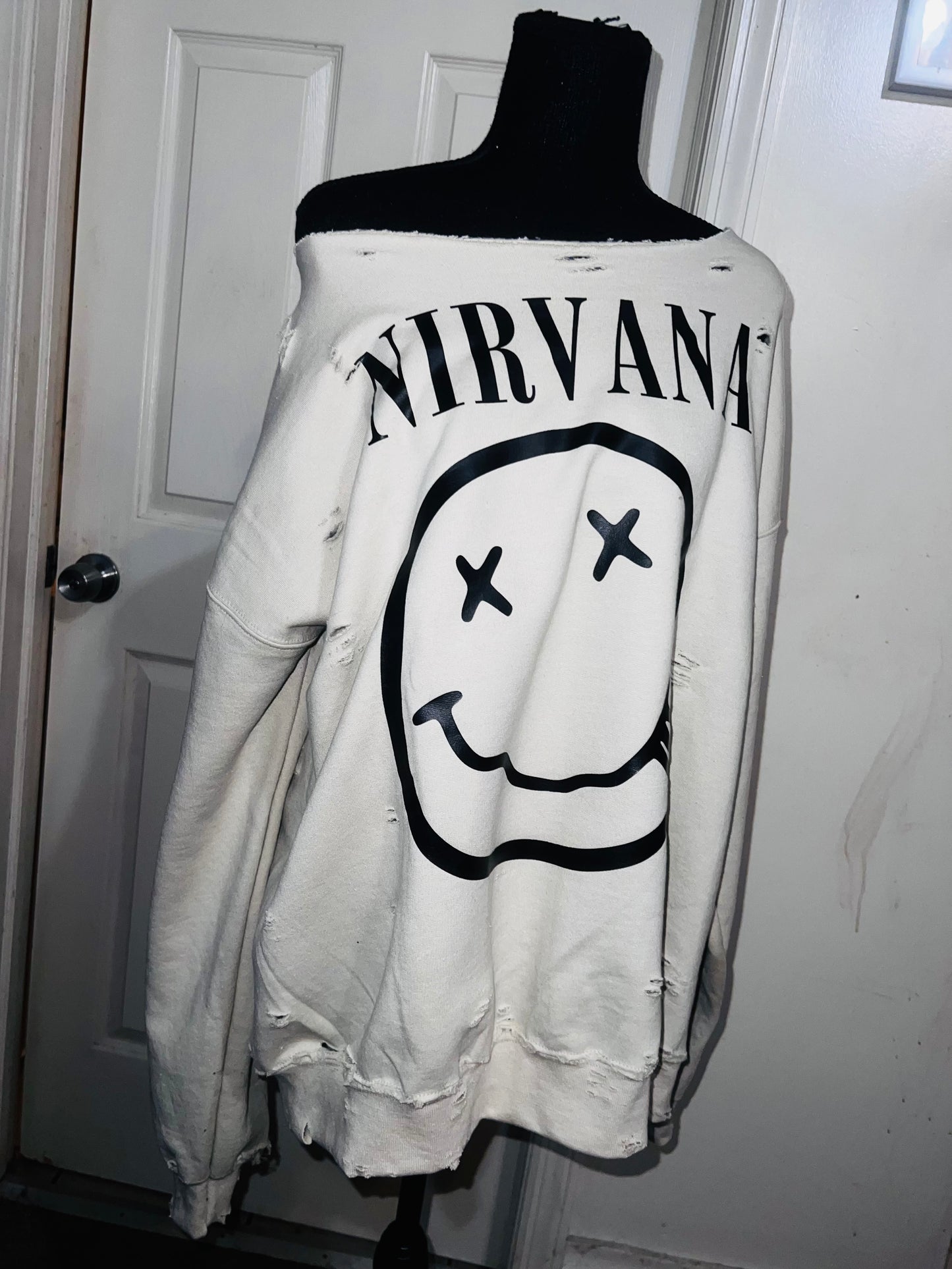 Nirvana Oversized Distressed Sweatshirt