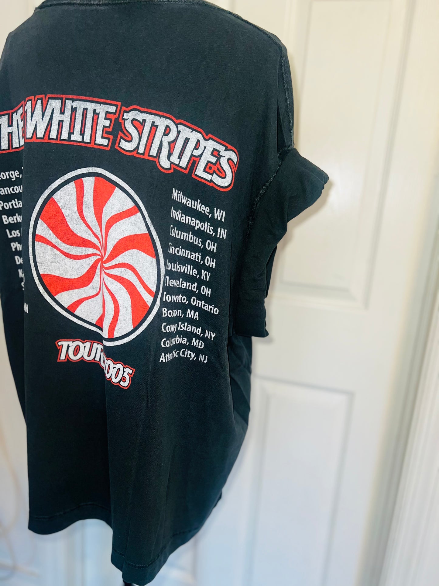 The White Stripes Double Sided Oversized Distressed Tee