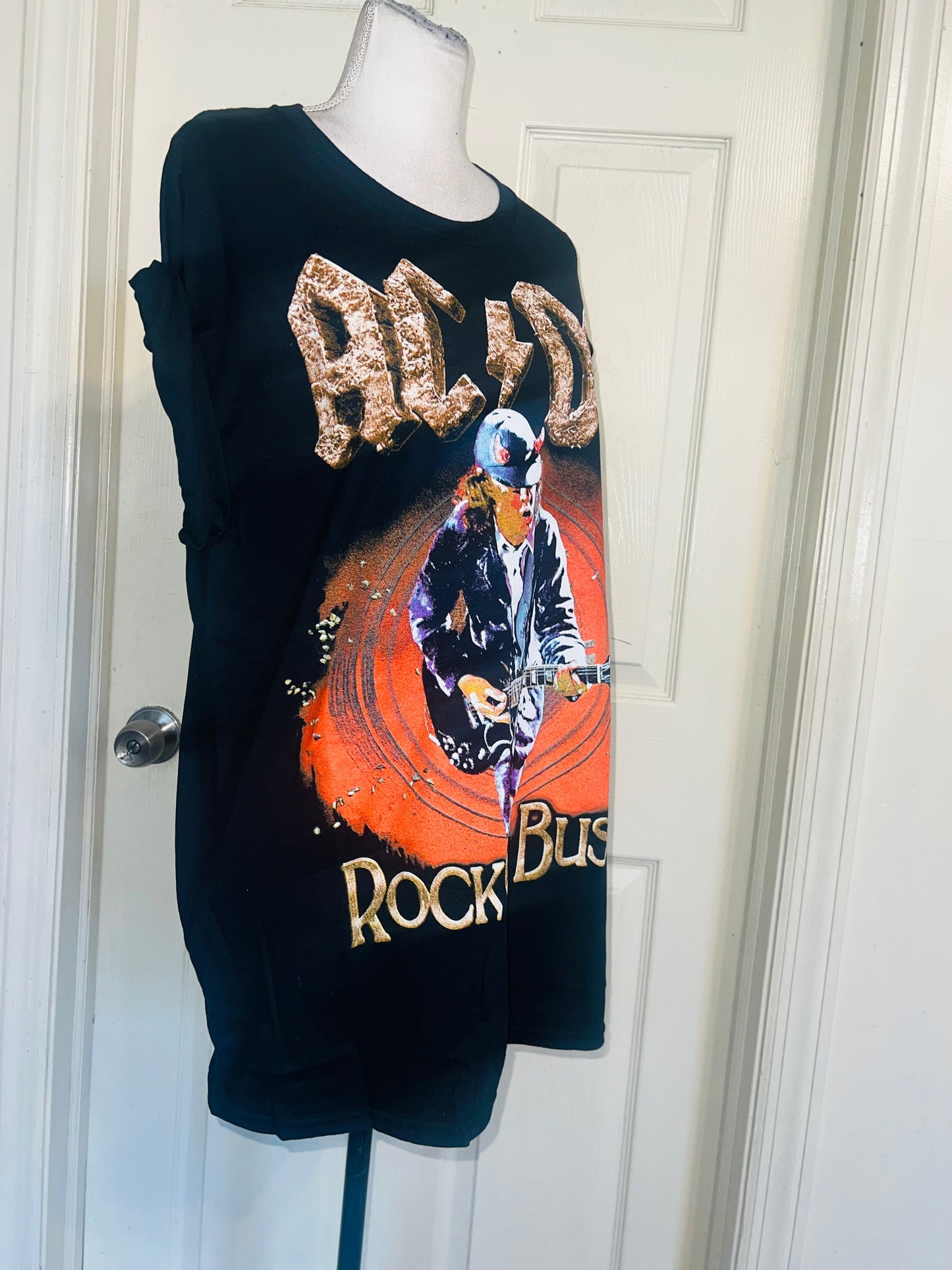 AC/DC Double Sided Oversized Distressed Tee