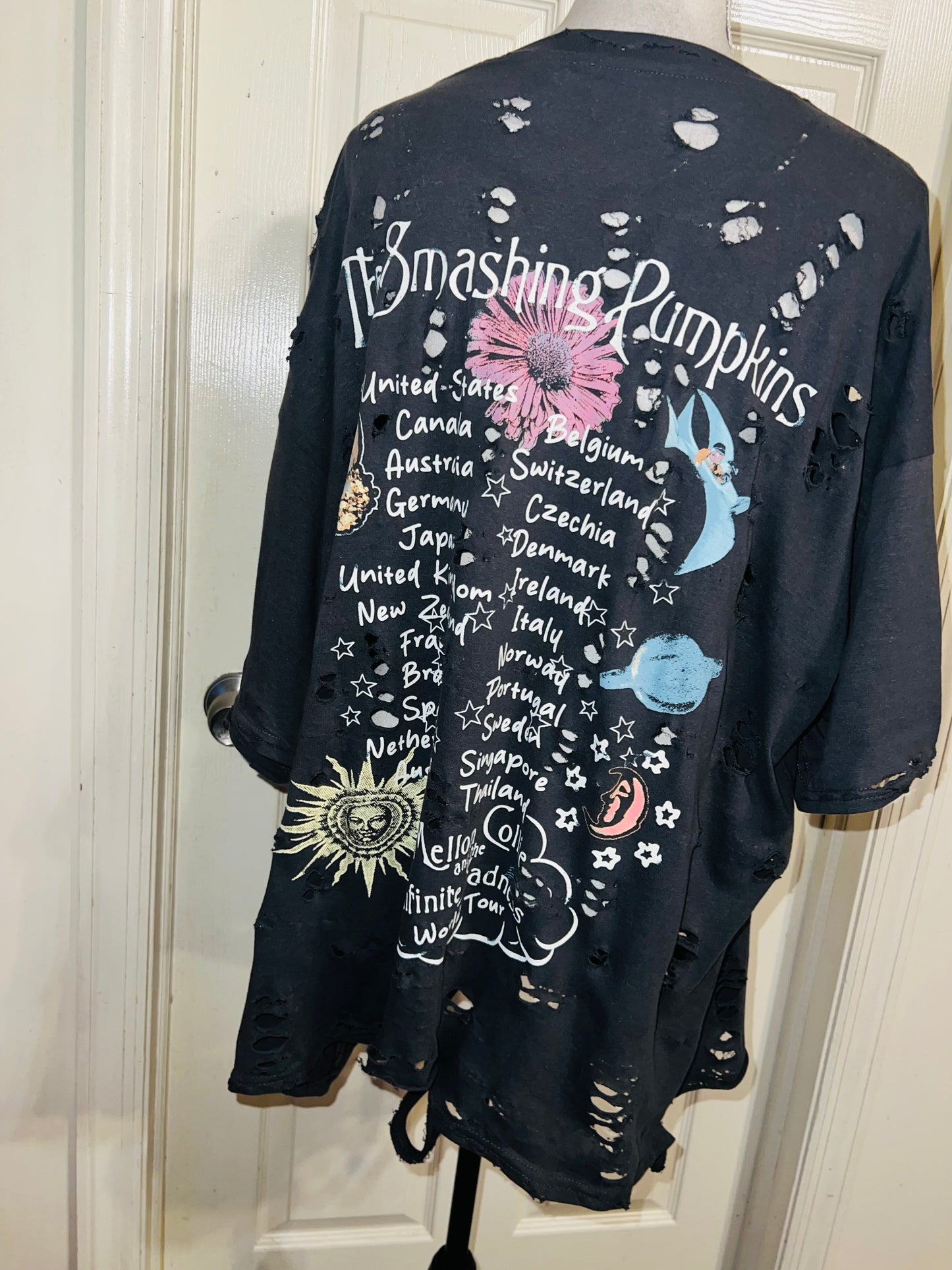 Smashing Pumpkins Double Sided Oversized Distressed Tee