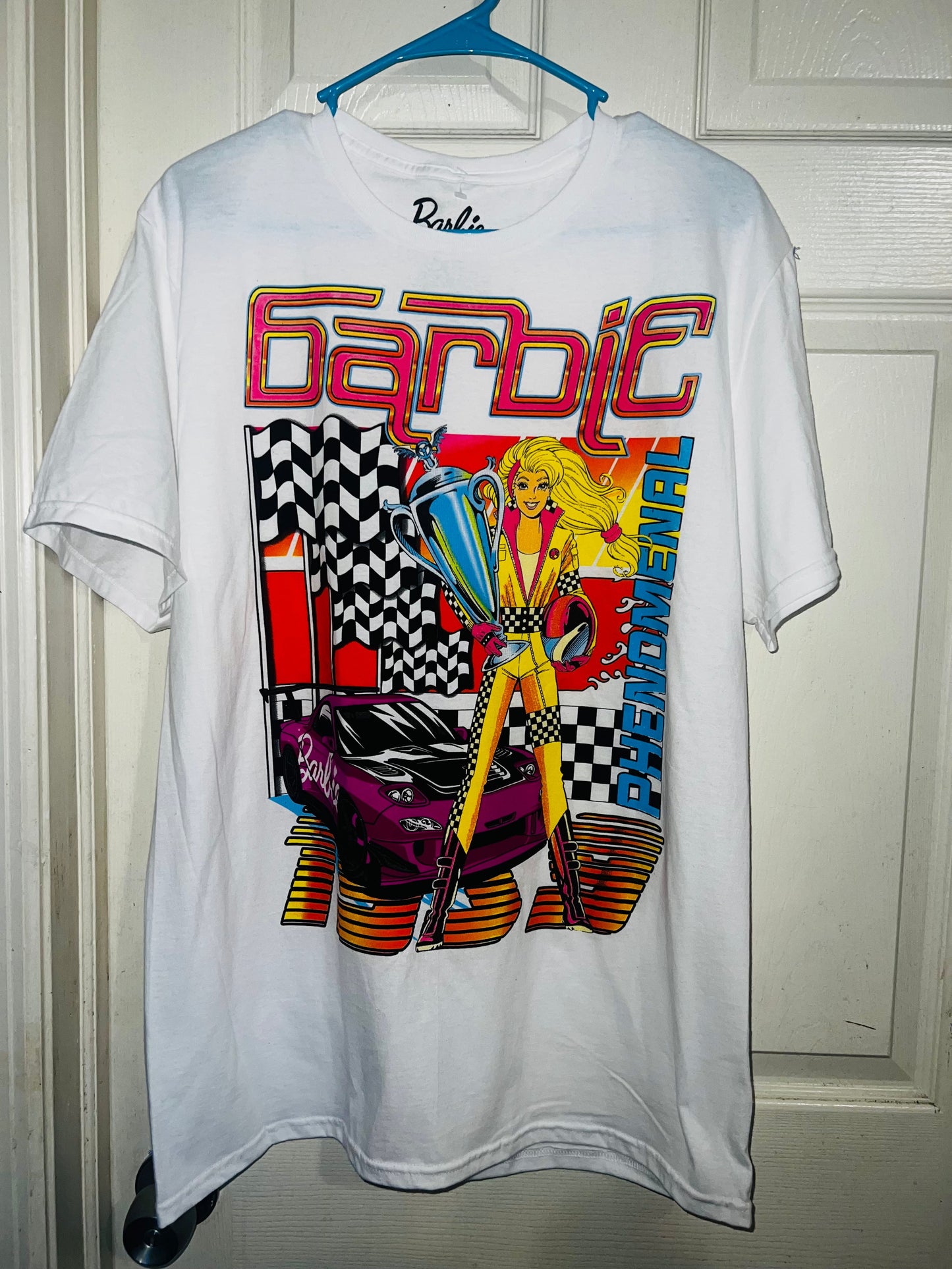 Barbie Race Car Oversized Distressed Tee