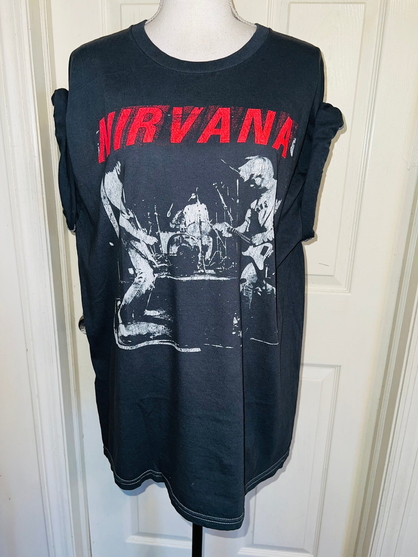 Nirvana Double Sided Oversized Distressed Tee