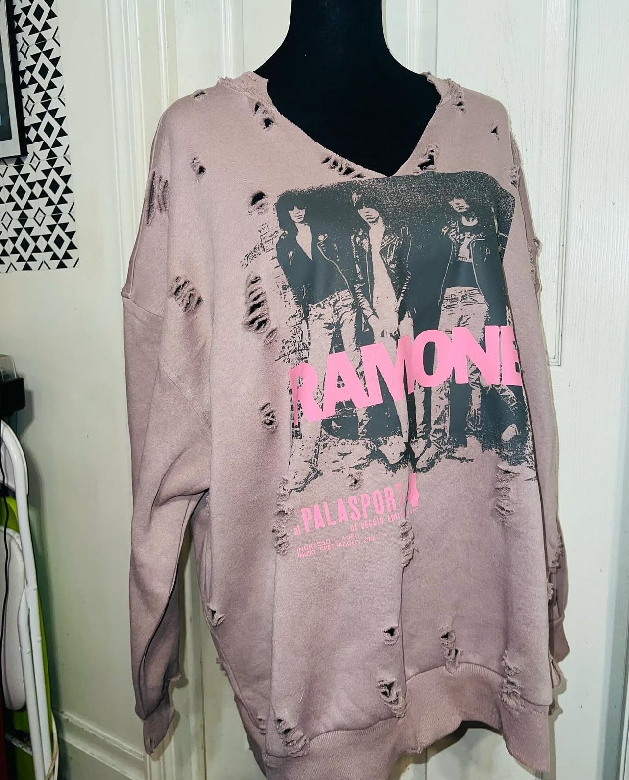 The Ramones Oversized Distressed Sweatshirt