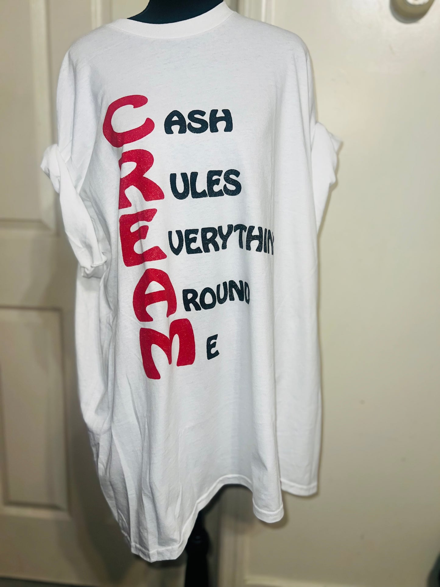 Wu-Tang CREAM Oversized Distressed Tee