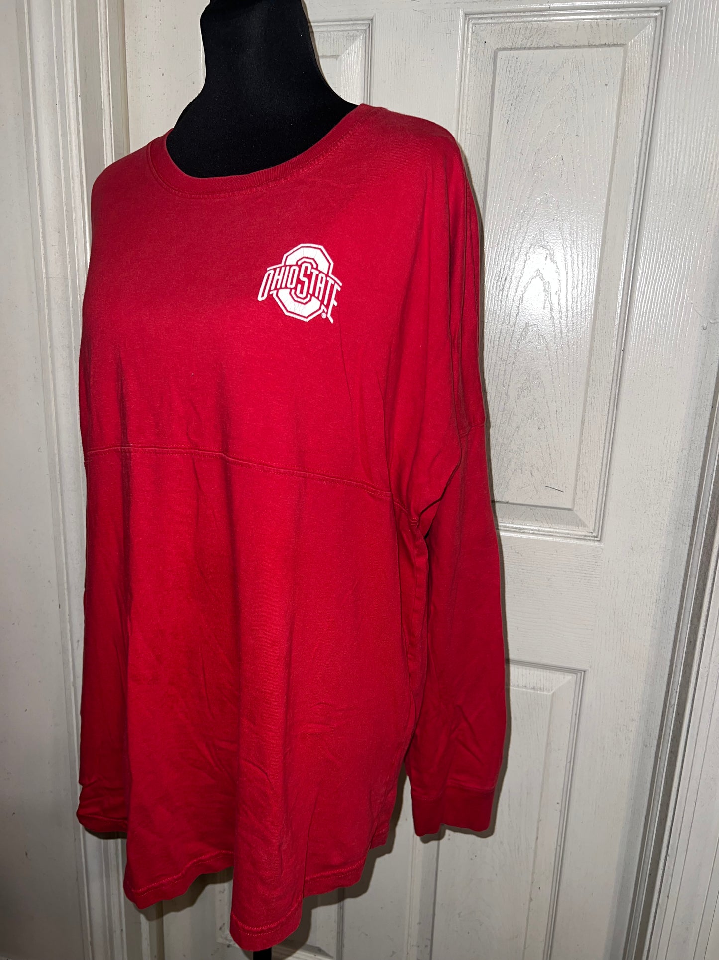 Ohio State Double Sided Oversized Distressed Long Sleeve Tee