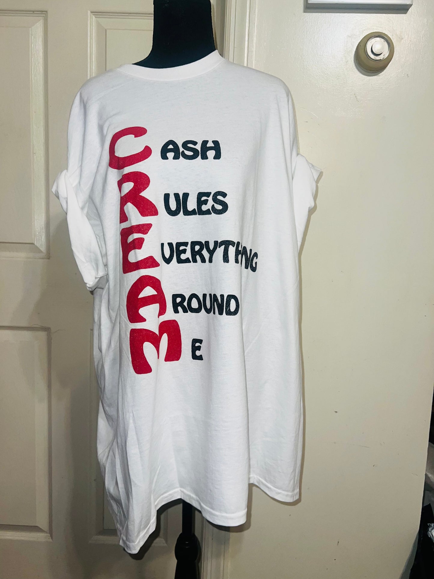 Wu-Tang CREAM Oversized Distressed Tee