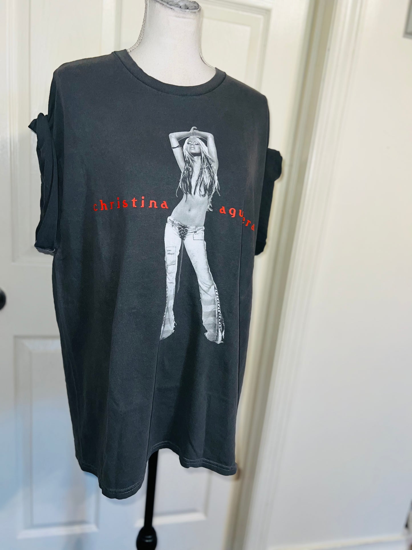 Christina Aguilera Oversized Distressed Tee