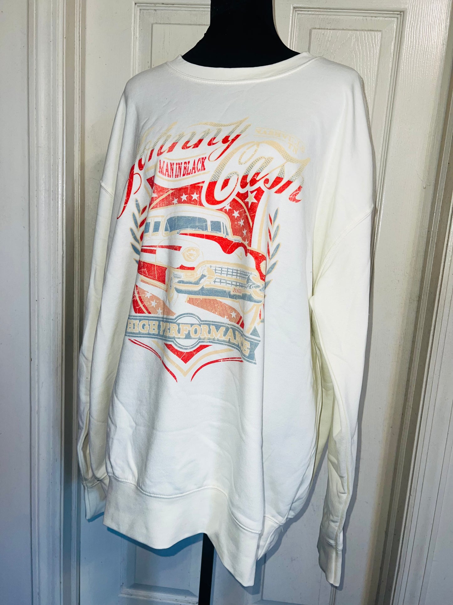 Johnny Cash Oversized Distressed Sweatshirt
