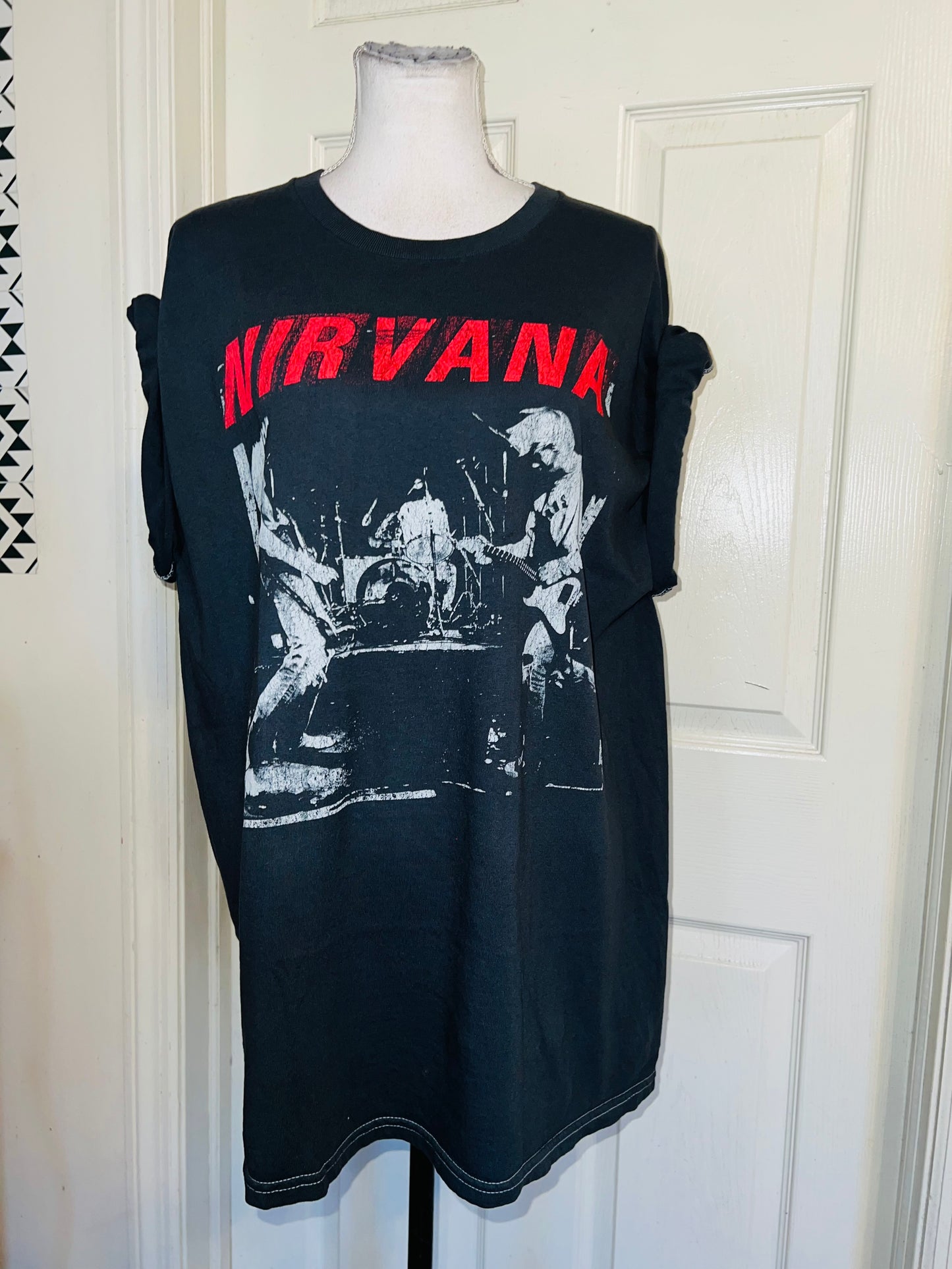 Nirvana Double Sided Oversized Distressed Tee