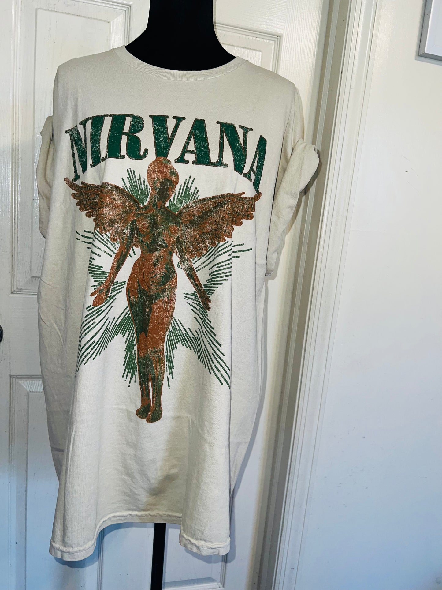 Nirvana Double Sided Oversized Distressed Tee